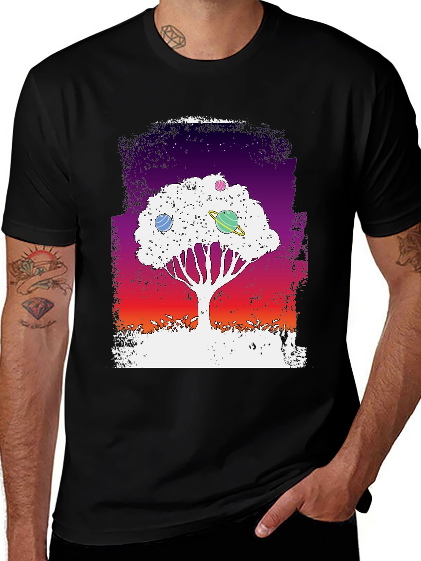 Galaxy Tree Graphic Tee - Black Unisex T-Shirt