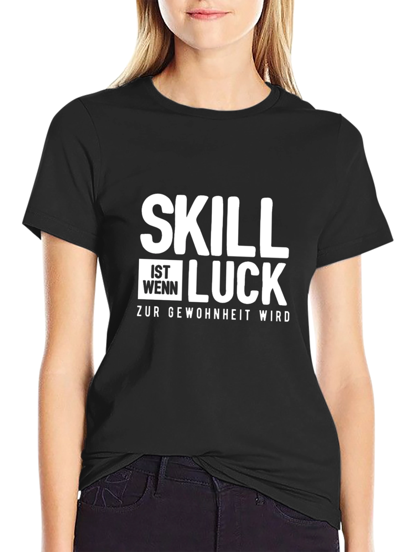Skill Luck Funny Graphic Tee - Black