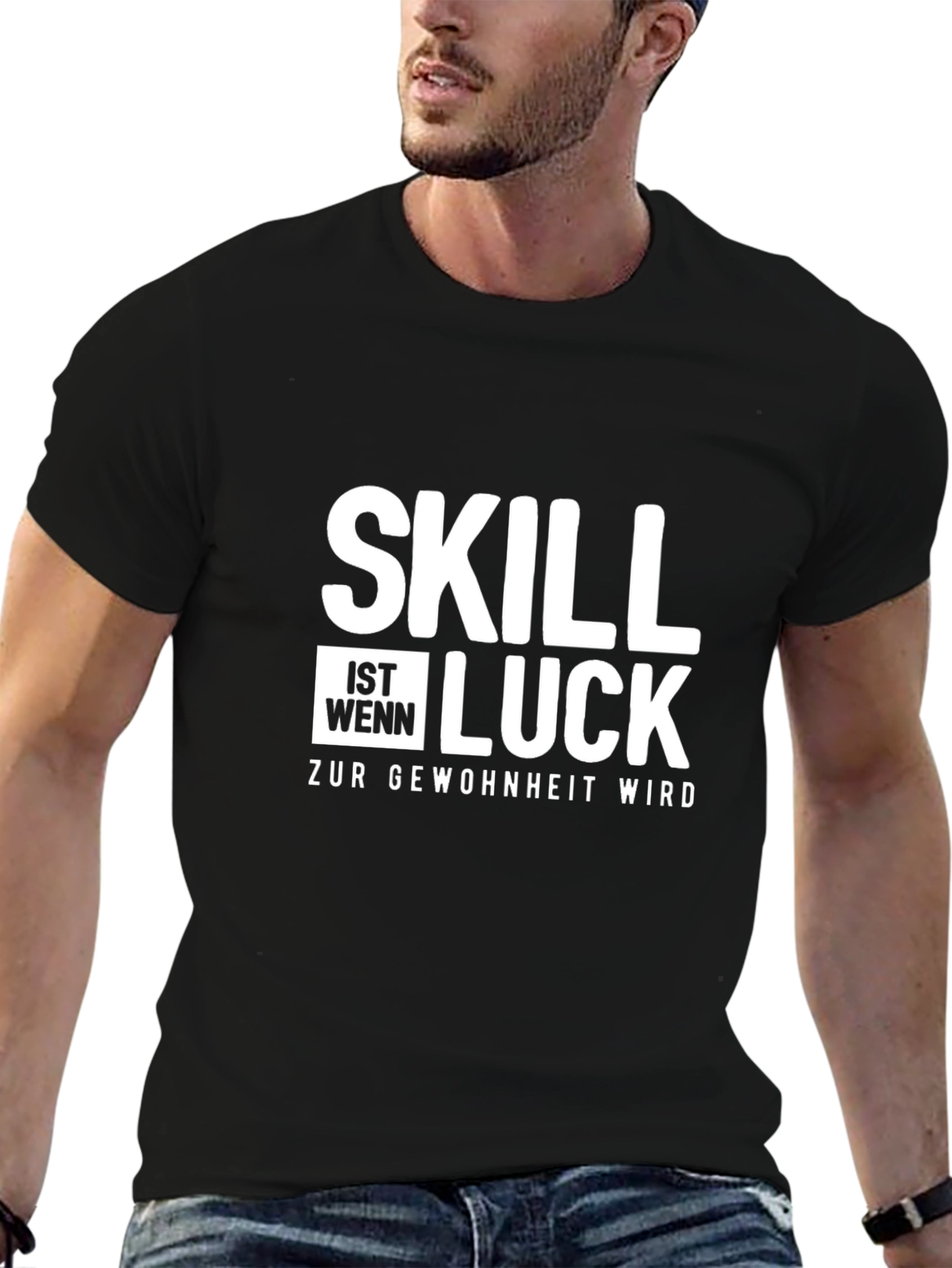 Skill Luck Funny Graphic Tee - Black
