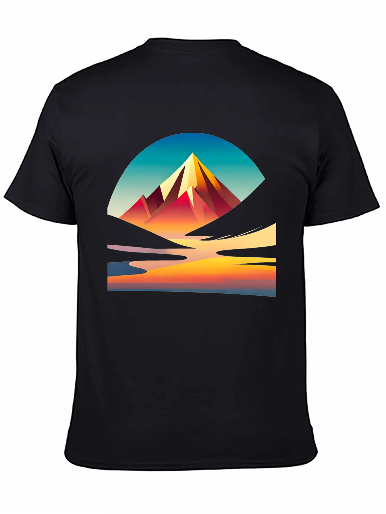 Mountain Sunset Graphic Tee - Stylish Black T-Shirt