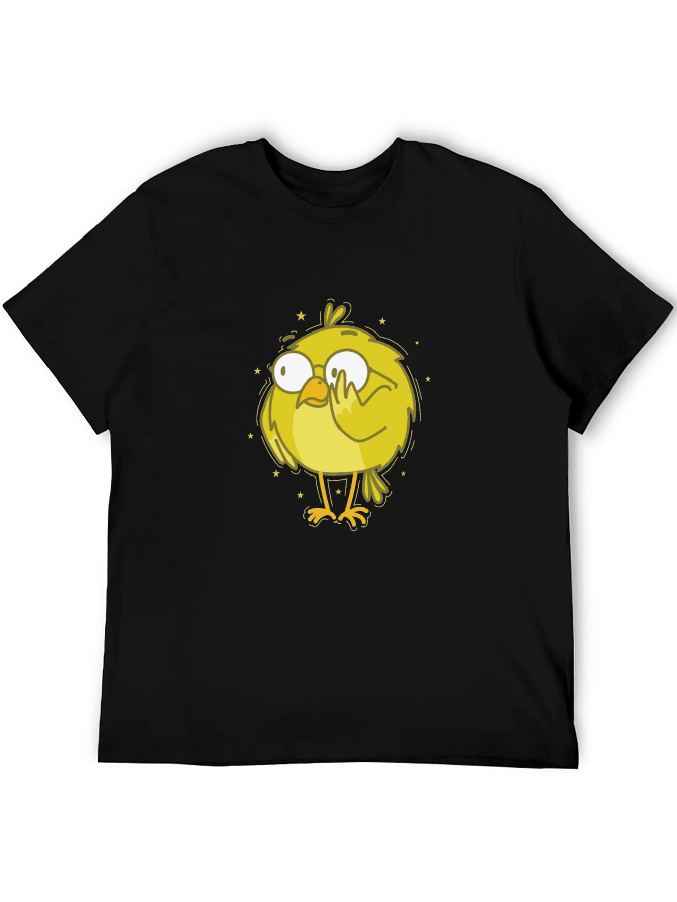Cartoon Bird Graphic Tee - Black
