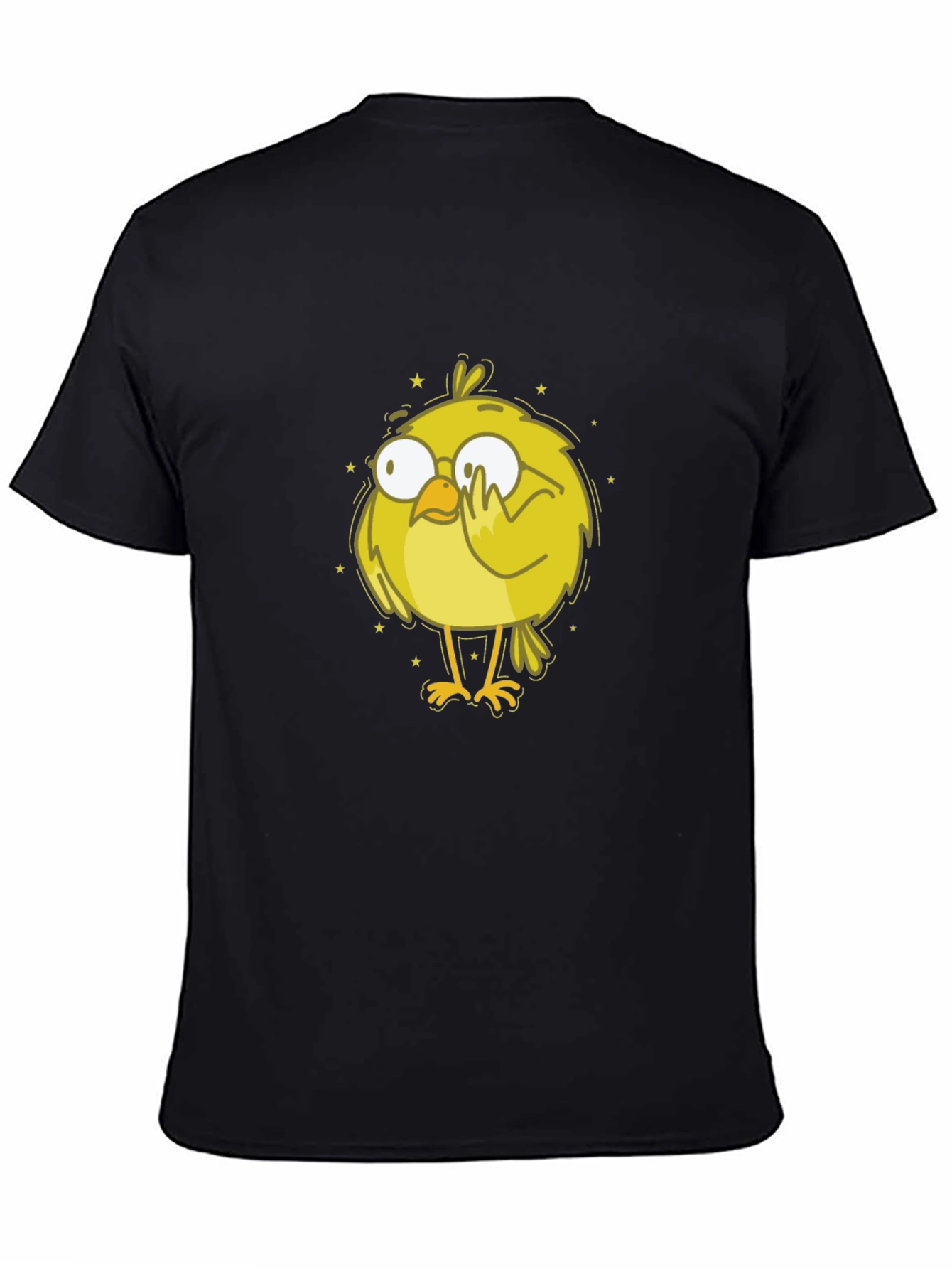 Cartoon Bird Graphic Tee - Black