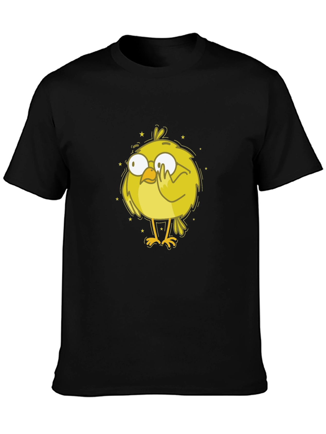 Cartoon Bird Graphic Tee - Black