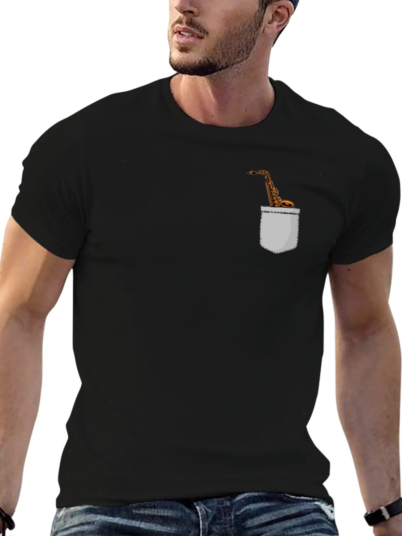 Saxophone Pocket Graphic Tee - Musicians Fashion