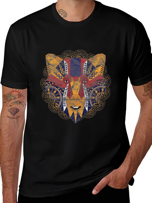 Aztec Jaguar Head T-Shirt - Vintage Style Black Tee