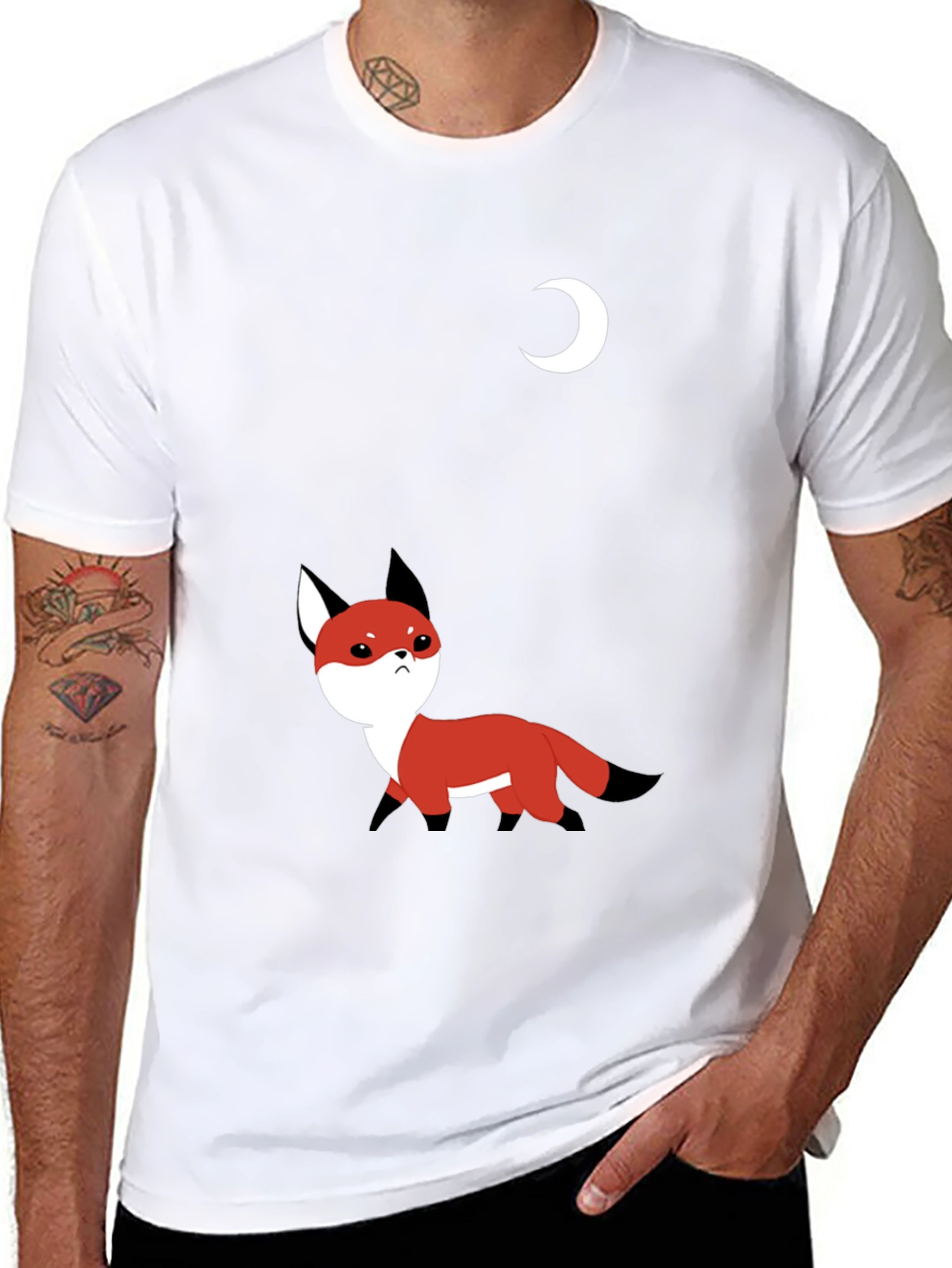 Fox and Moon Black T-Shirt