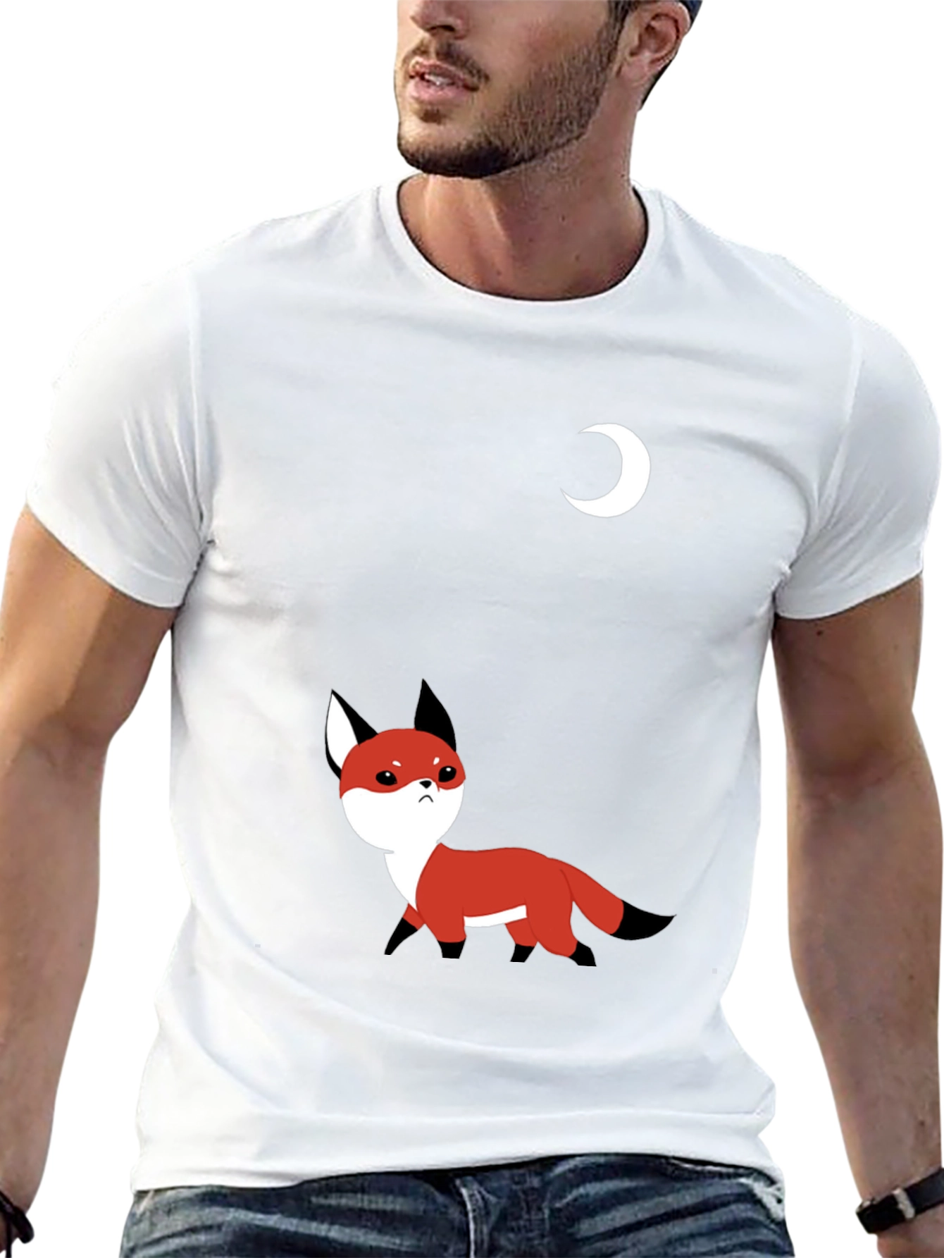 Fox and Moon Black T-Shirt