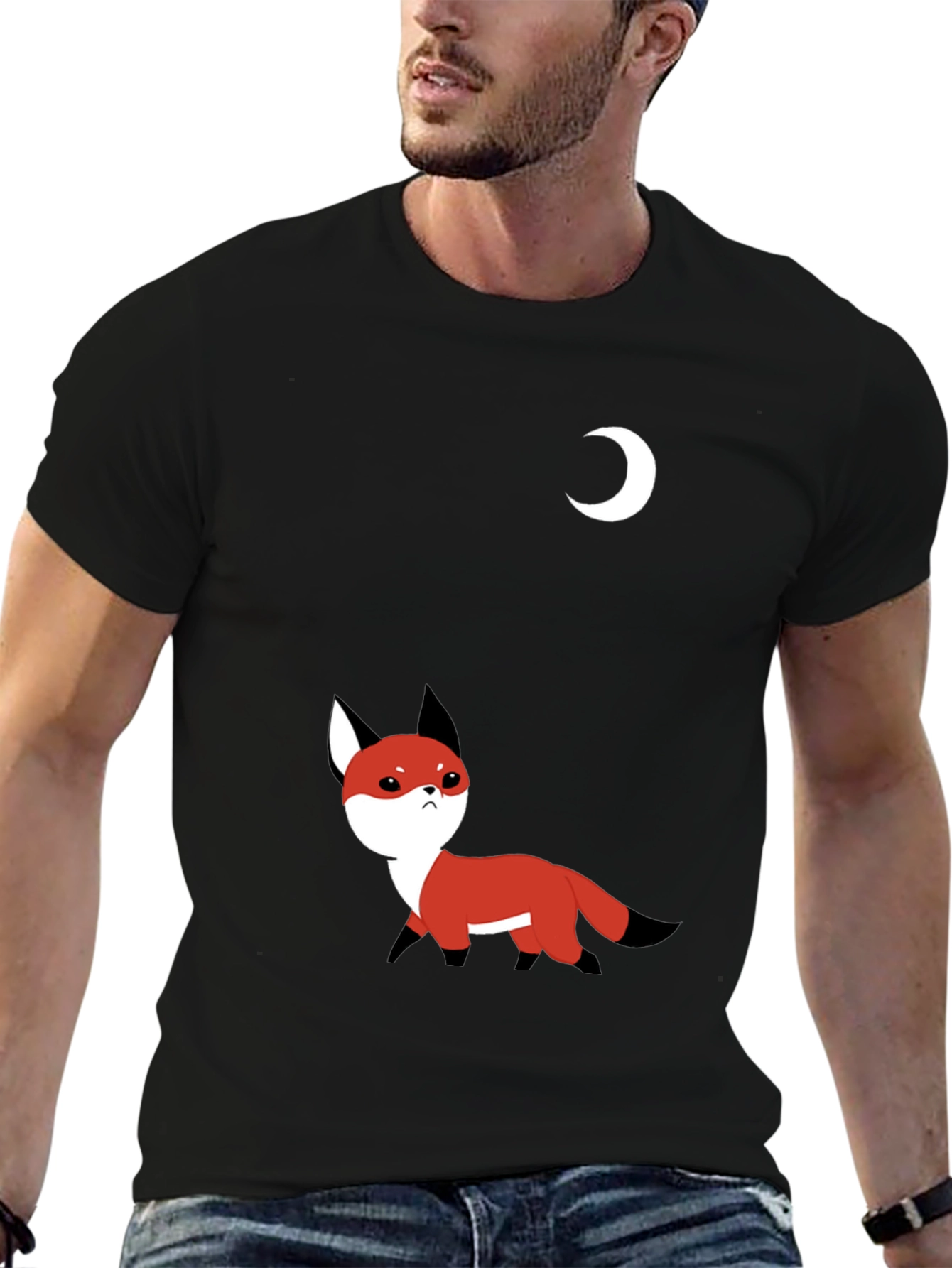 Fox and Moon Black T-Shirt