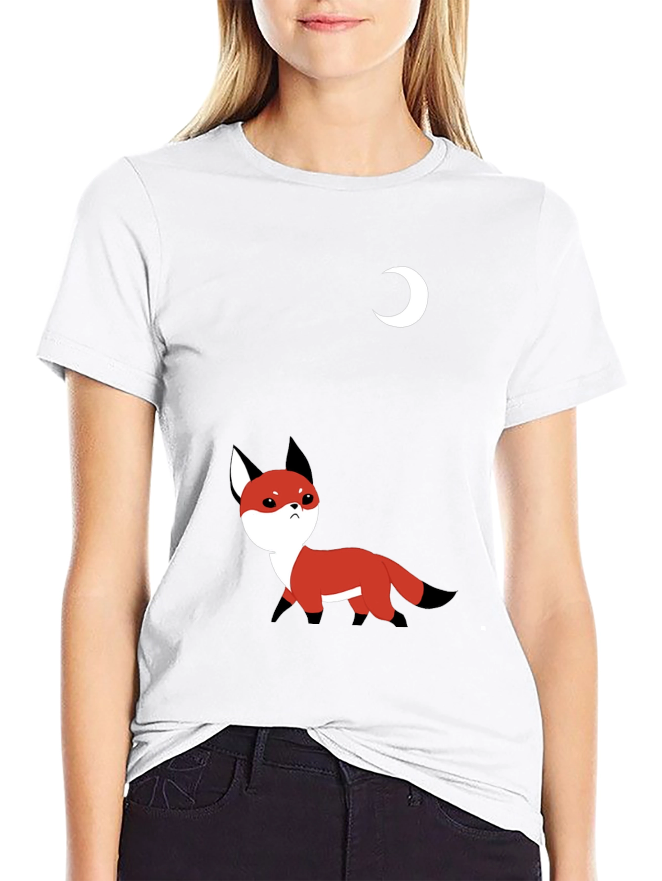 Fox and Moon Black T-Shirt