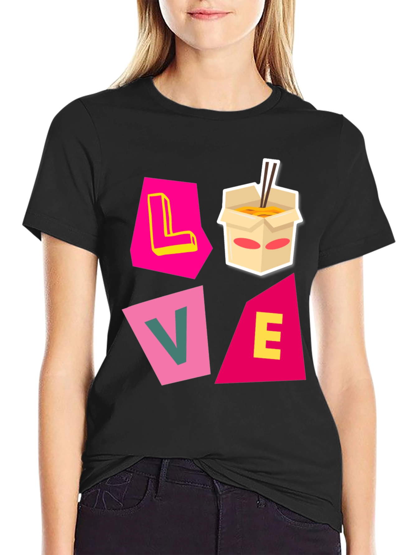 Love Noodles Black Graphic Tee