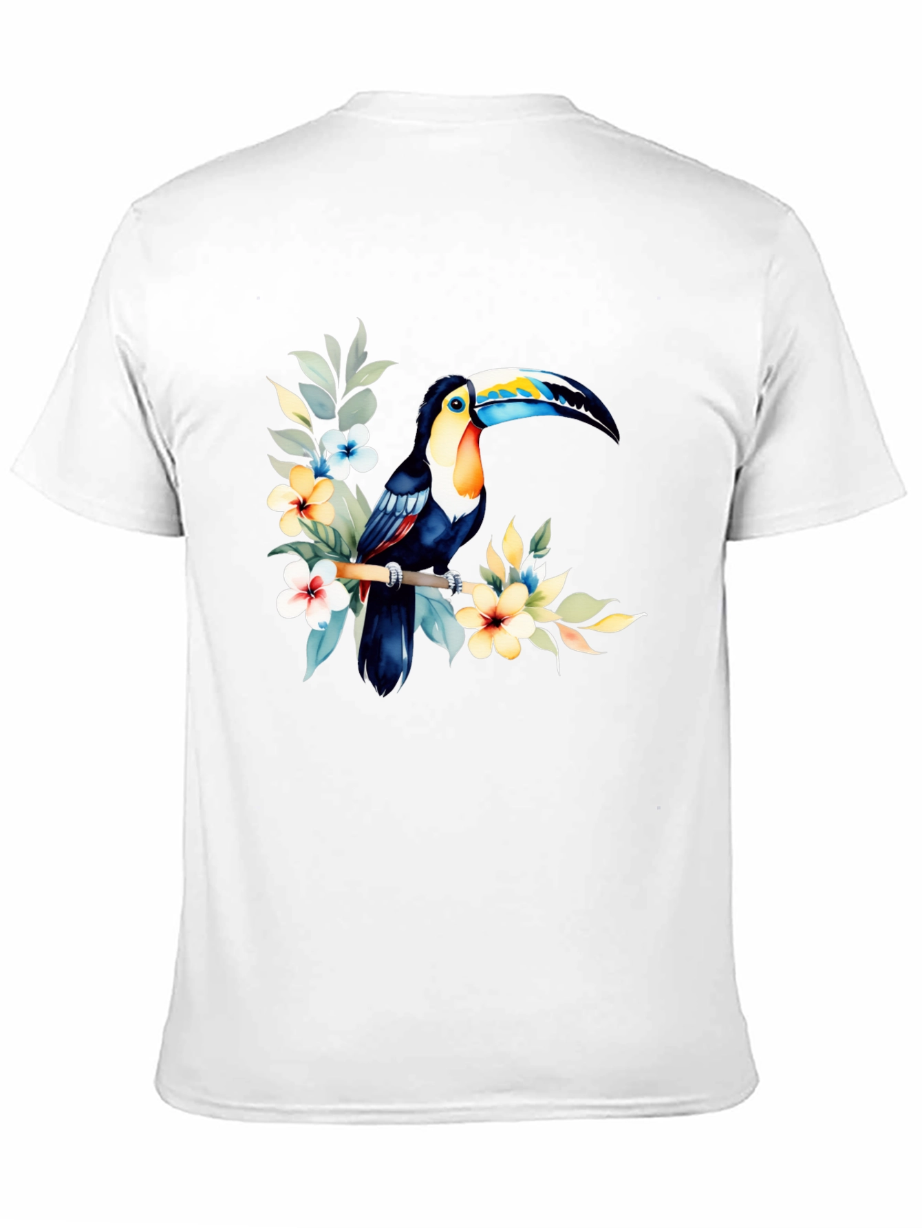 Tropical Toucan Graphic Tee - Black Cotton T-Shirt
