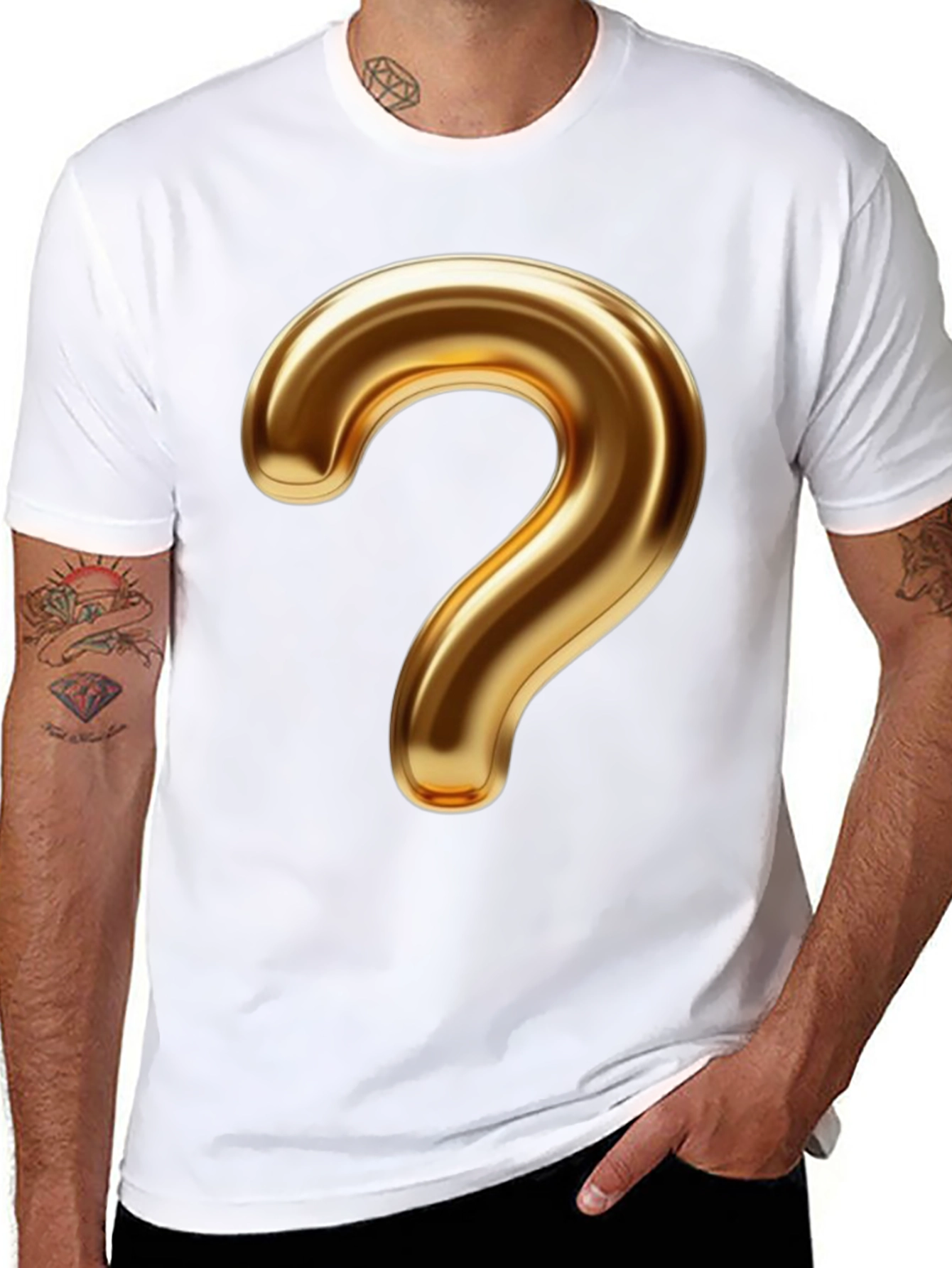 Golden Question Mark Graphic T-Shirt