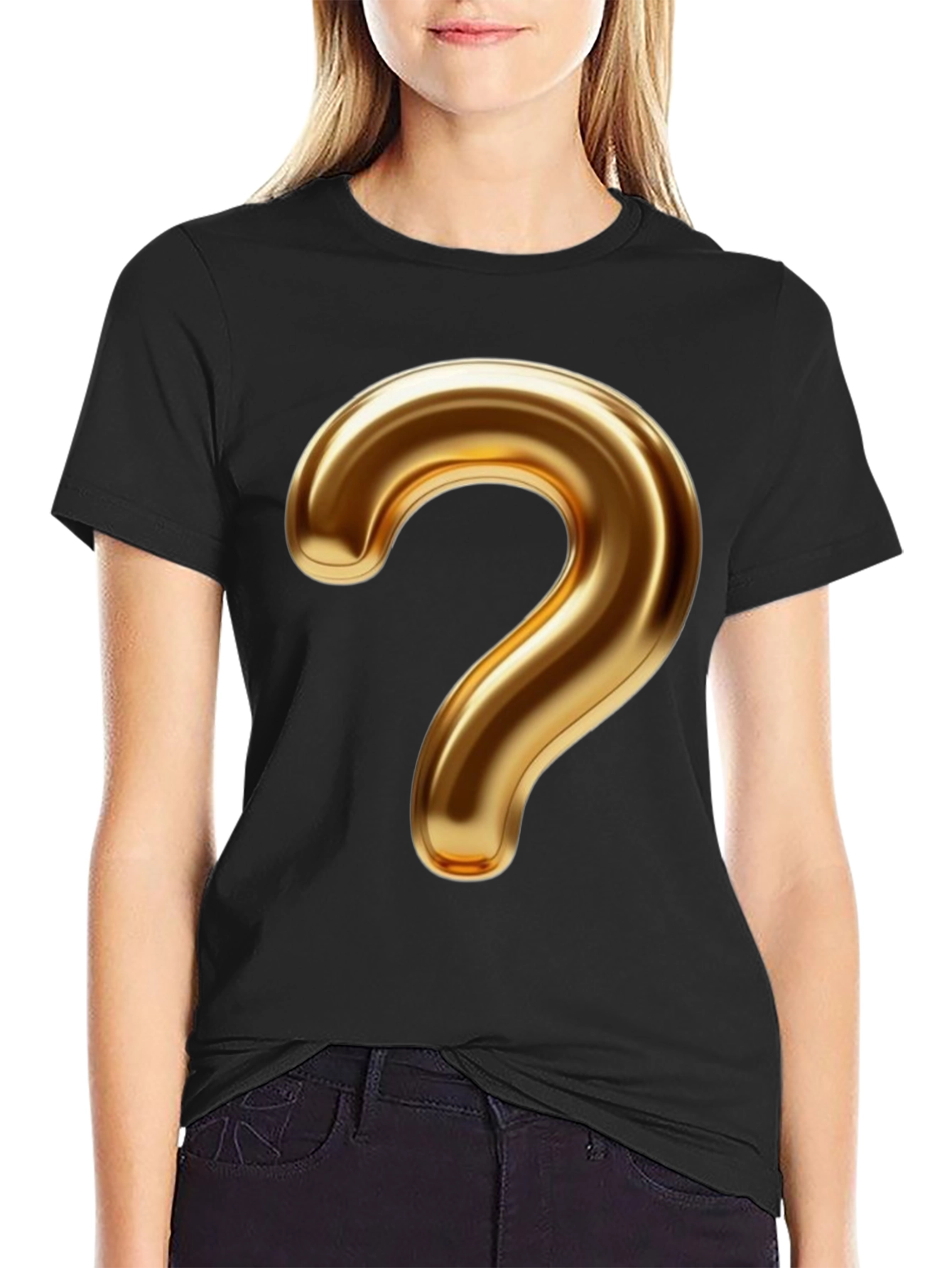 Golden Question Mark Graphic T-Shirt
