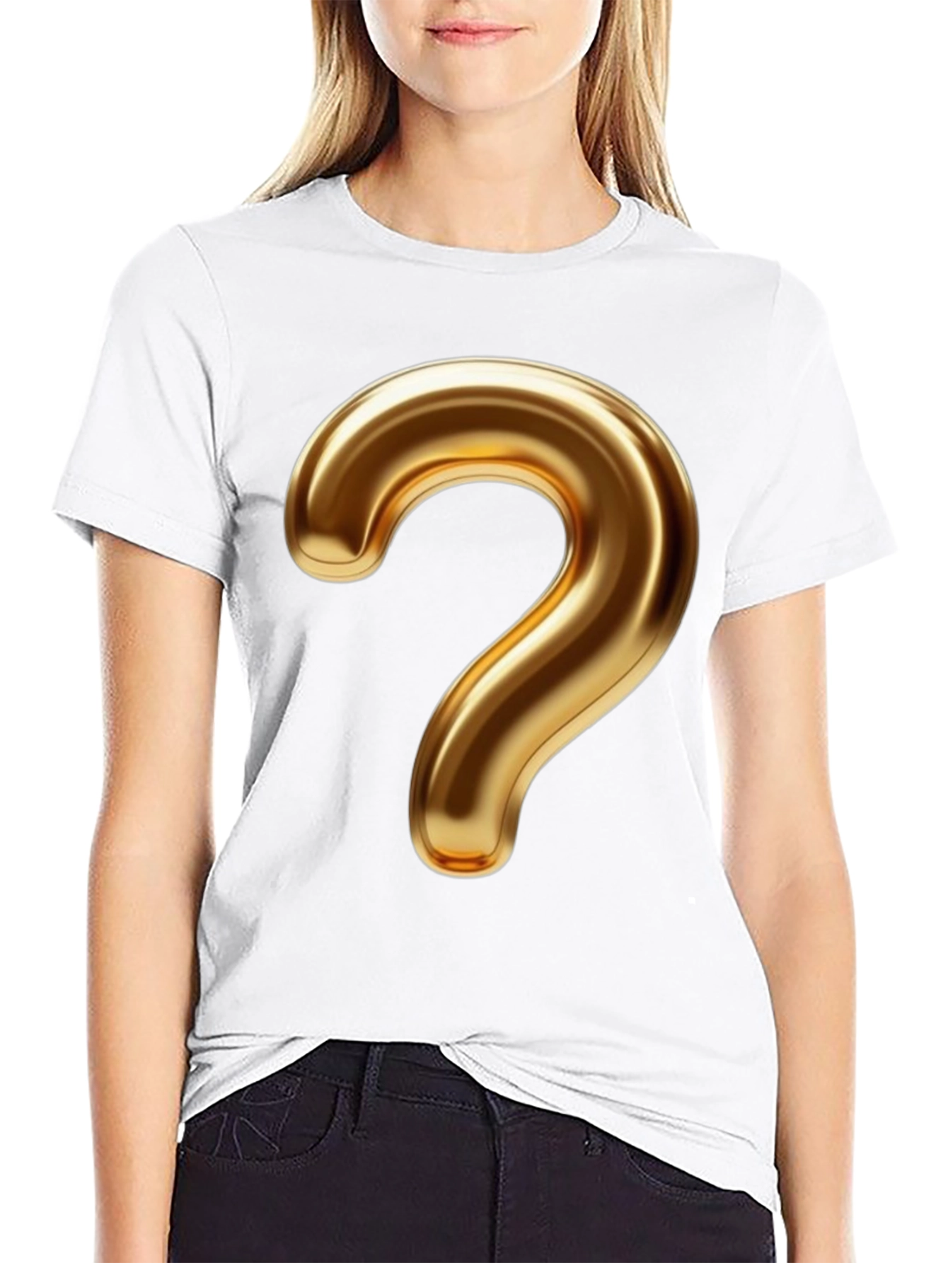 Golden Question Mark Graphic T-Shirt