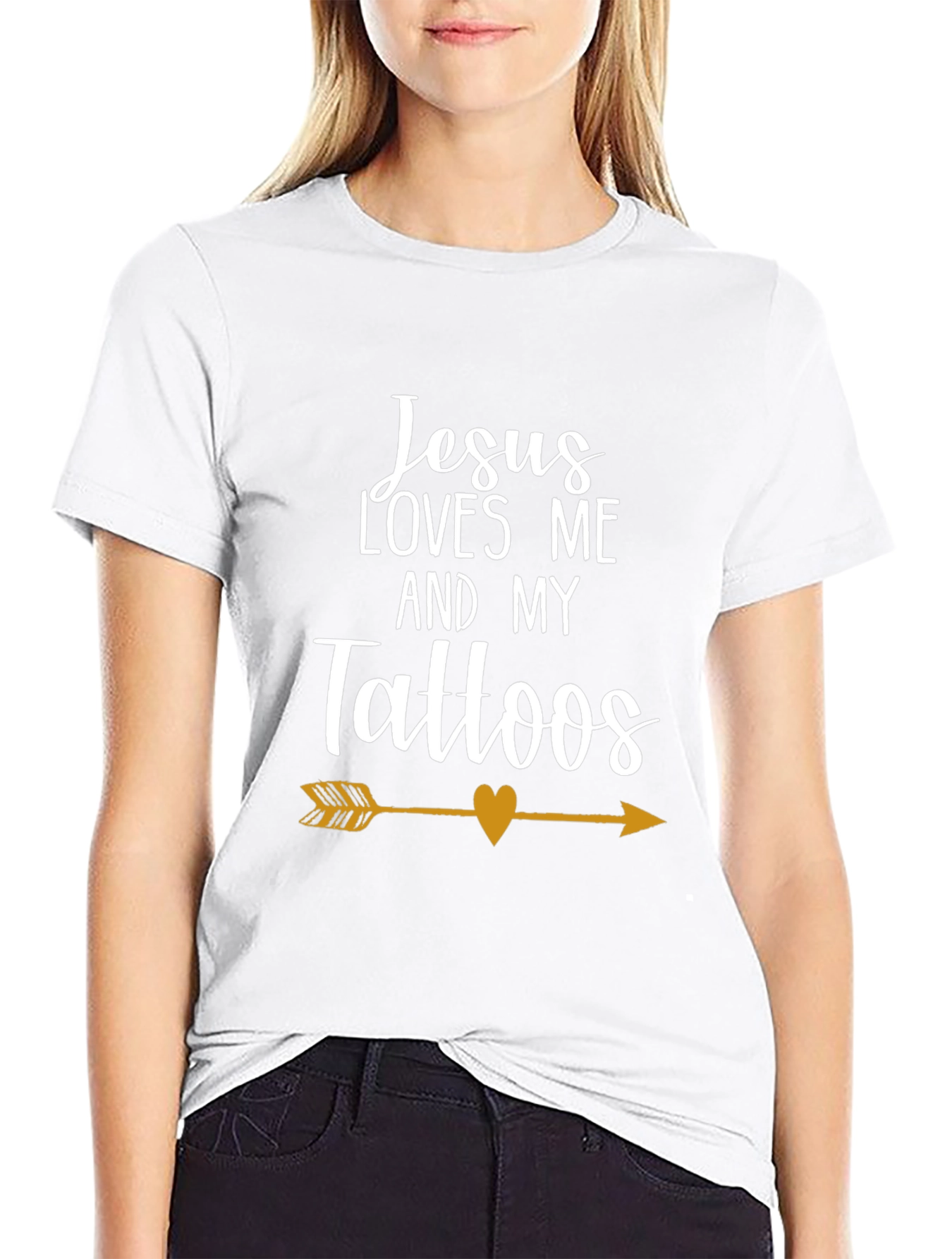 Jesus Loves Me & My Tattoos Arrow Graphic Tee