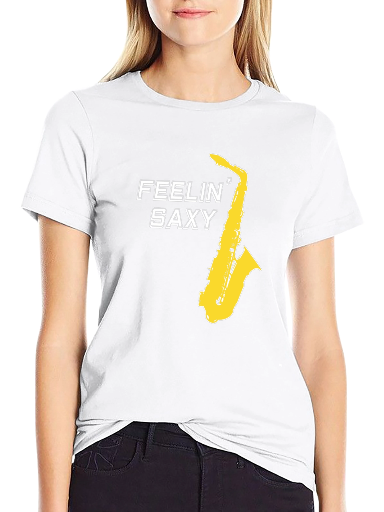 Feelin Saxy Graphic T-Shirt - Black Saxophone Tee