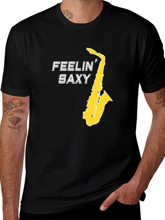Feelin Saxy Graphic T-Shirt - Black Saxophone Tee