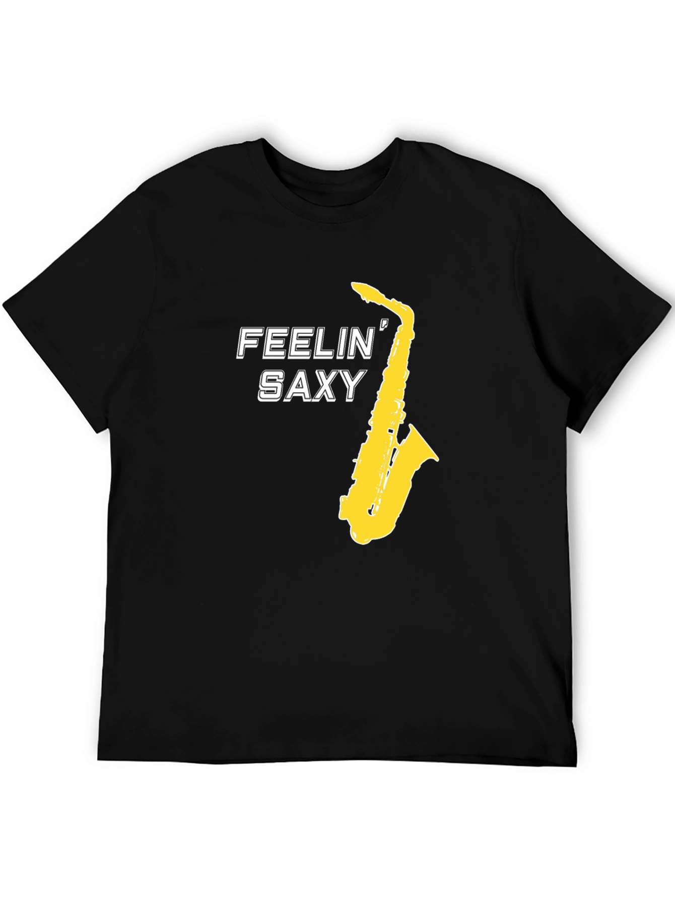 Feelin Saxy Graphic T-Shirt - Black Saxophone Tee