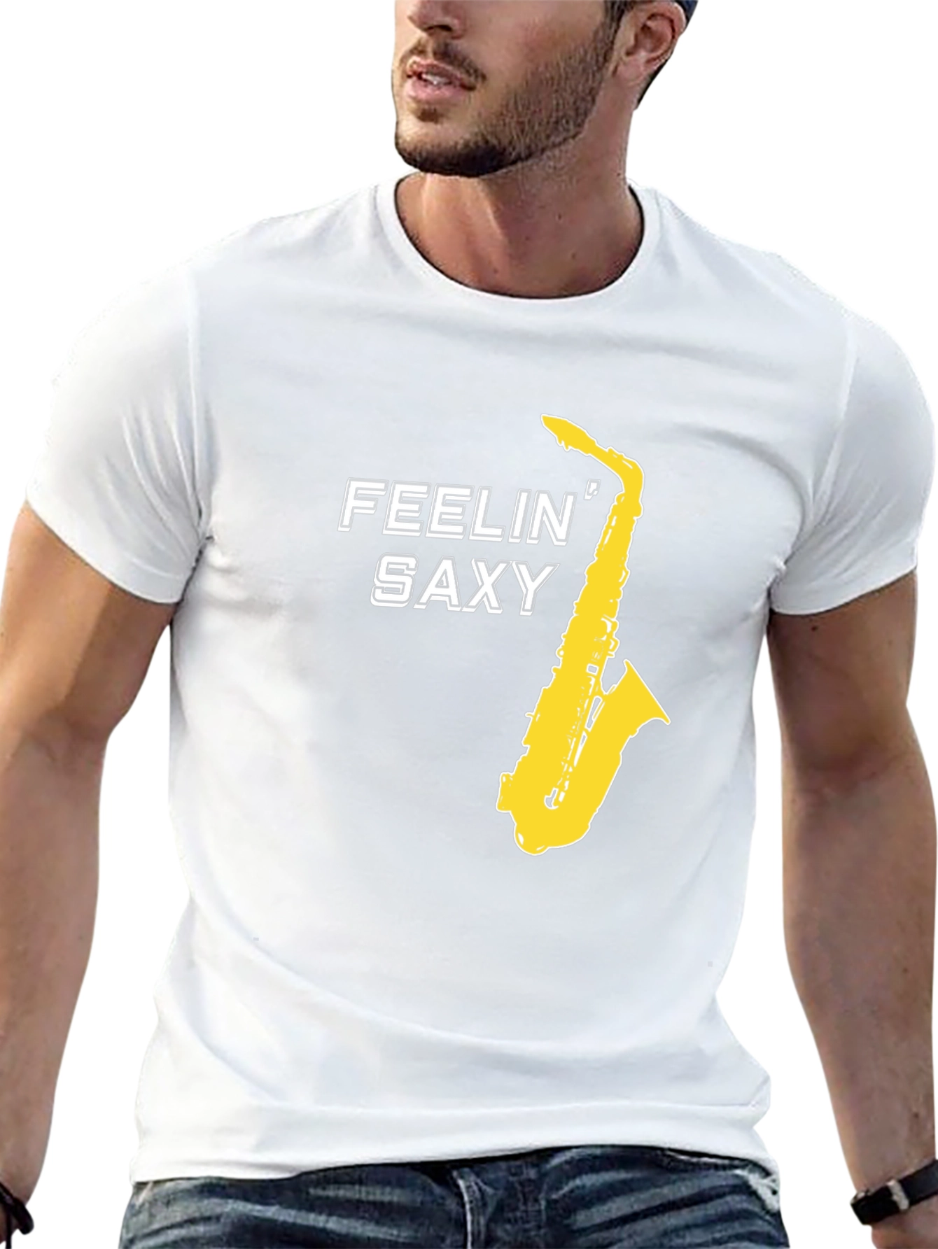 Feelin Saxy Graphic T-Shirt - Black Saxophone Tee