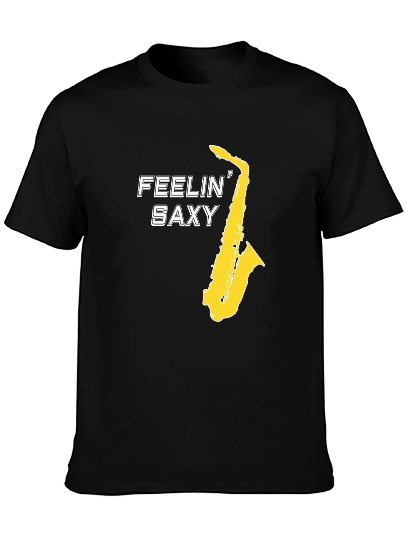 Feelin Saxy Graphic T-Shirt - Black Saxophone Tee