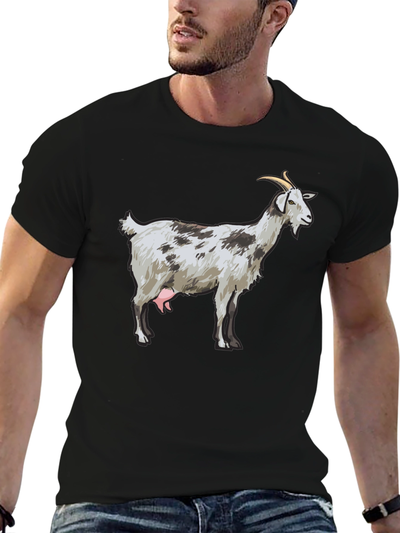 Goat Graphic Tee - Black Cotton T-Shirt