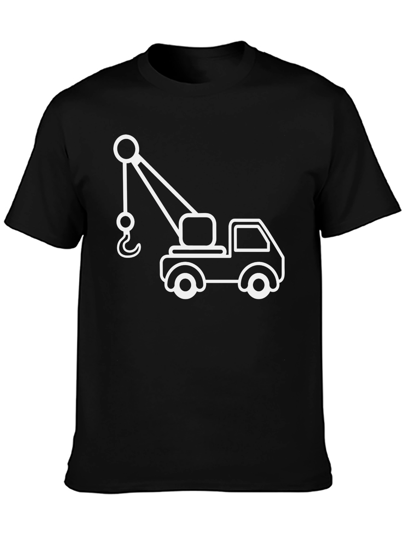 Crane Truck Graphic Tee - Black Cotton T-Shirt