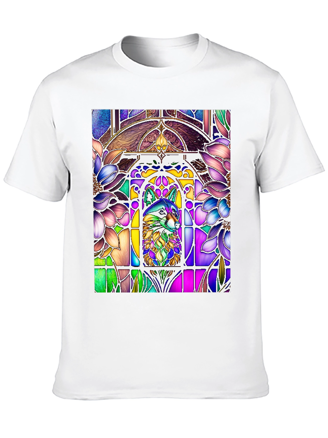 Stained Glass Wolf Graphic Tee