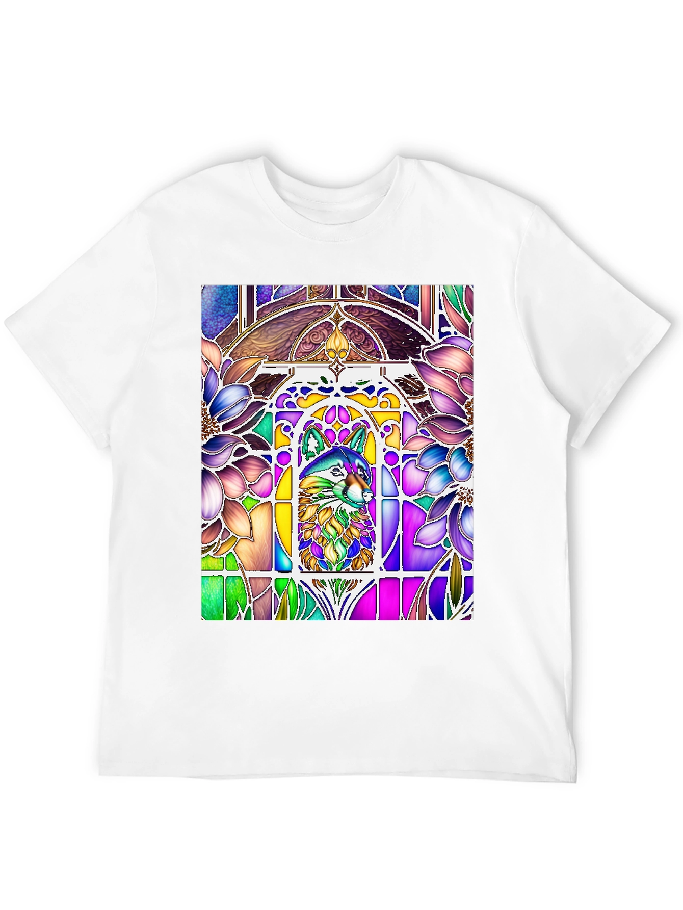 Stained Glass Wolf Graphic Tee