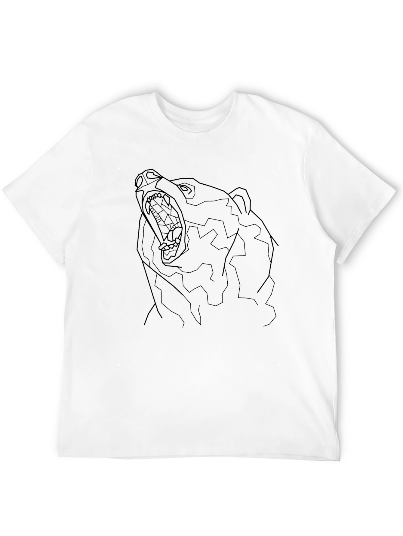 Geometric Bear Outline Black T-Shirt - Modern Graphic Tee
