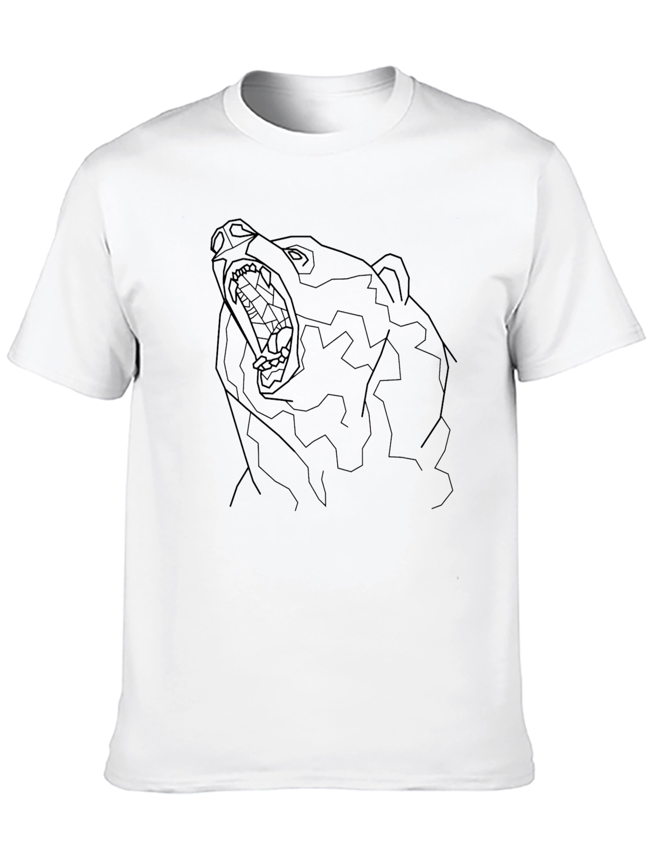 Geometric Bear Outline Black T-Shirt - Modern Graphic Tee