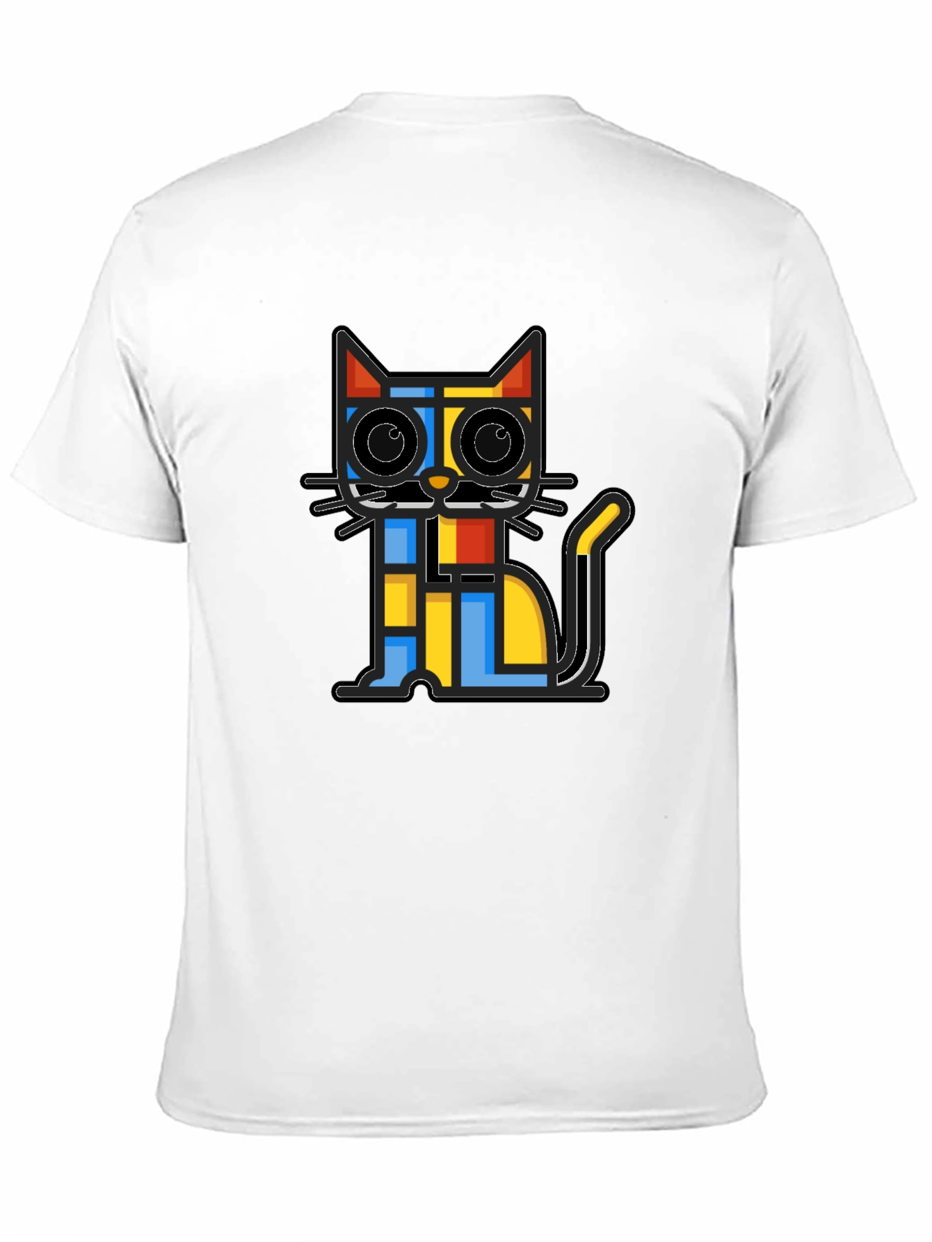 Geometric Cat Graphic Black T-Shirt