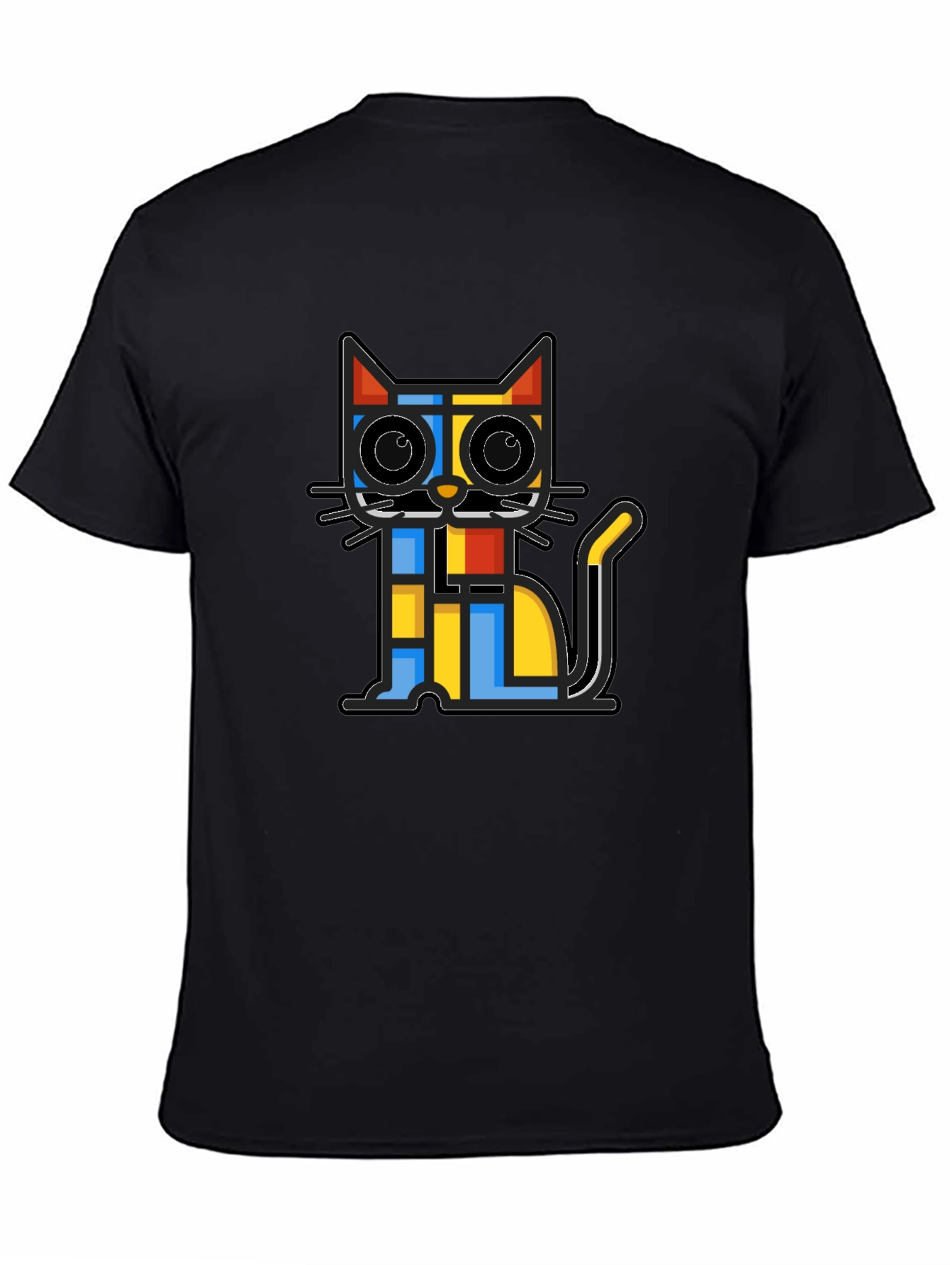 Geometric Cat Graphic Black T-Shirt