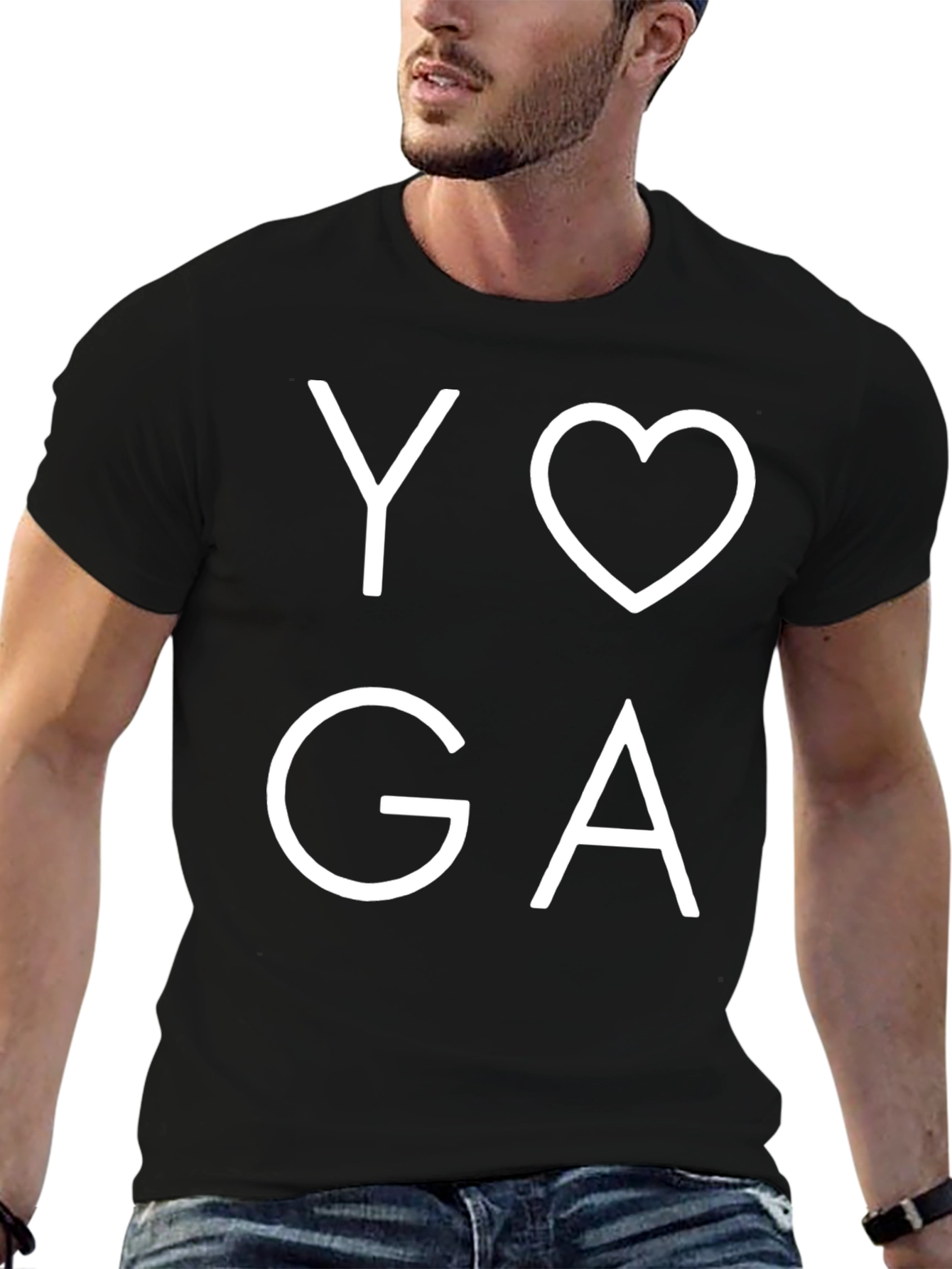 Yoga Heart Graphic T-Shirt - Black