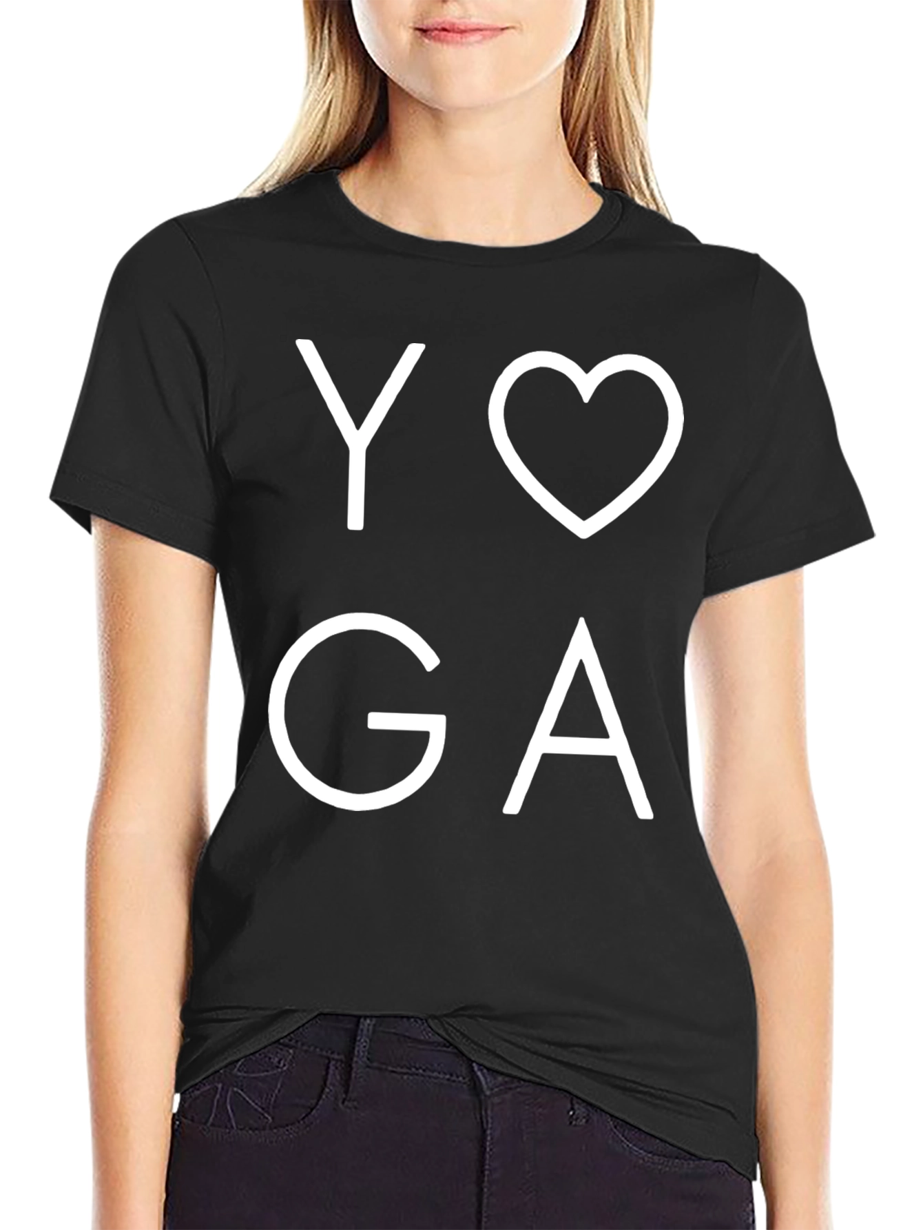 Yoga Heart Graphic T-Shirt - Black