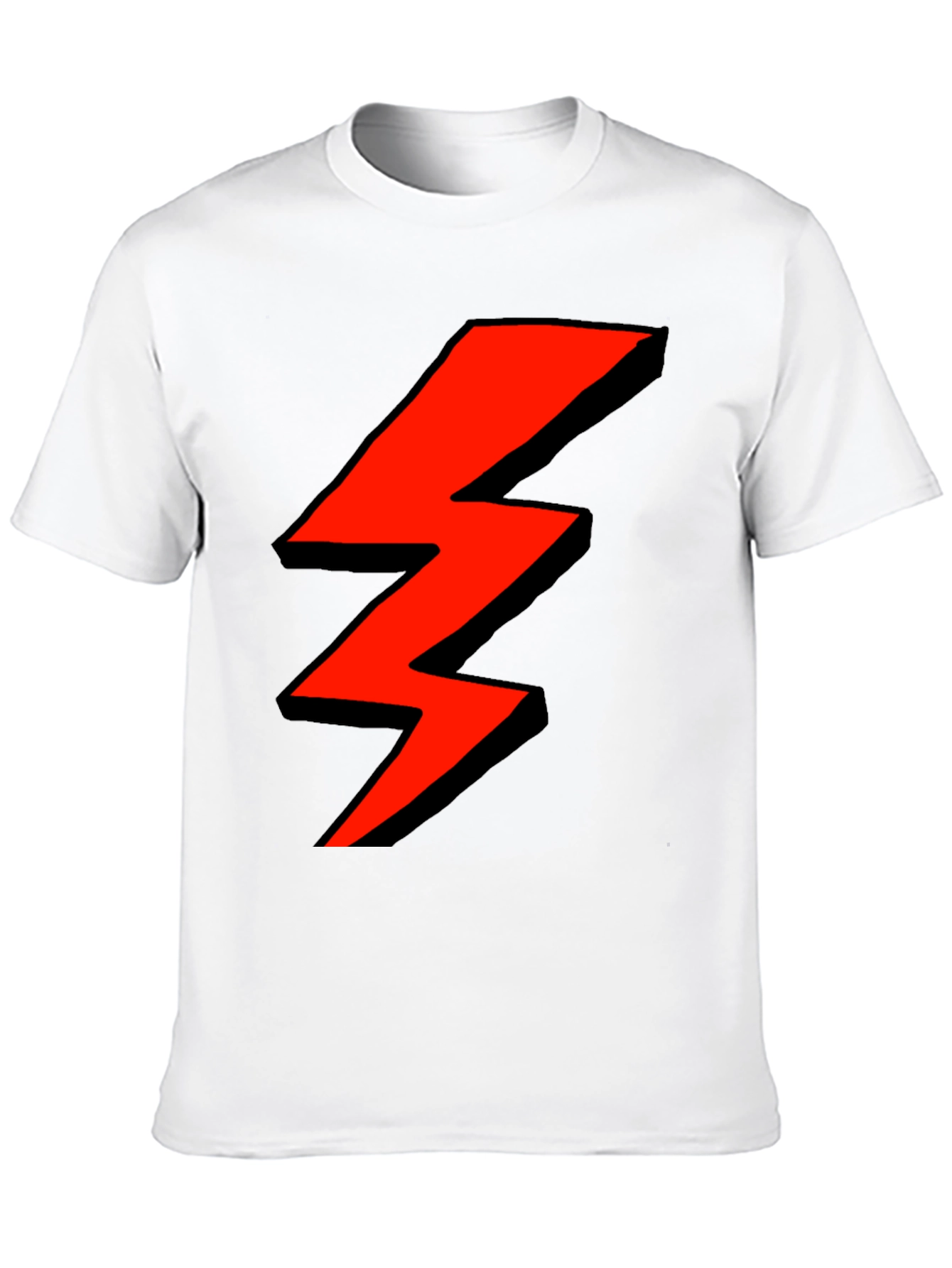 Red Lightning Bolt Graphic Black T-Shirt