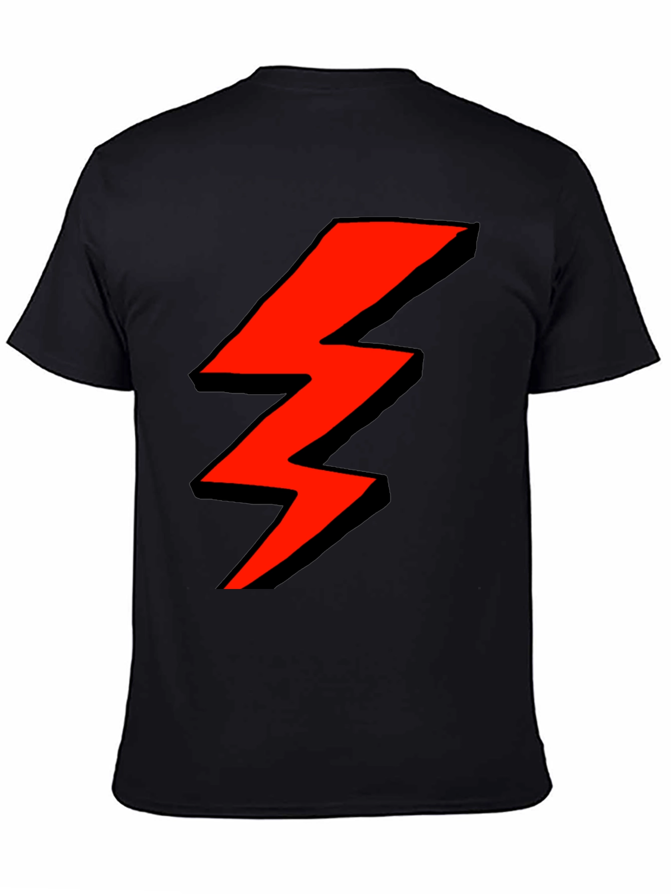 Red Lightning Bolt Graphic Black T-Shirt