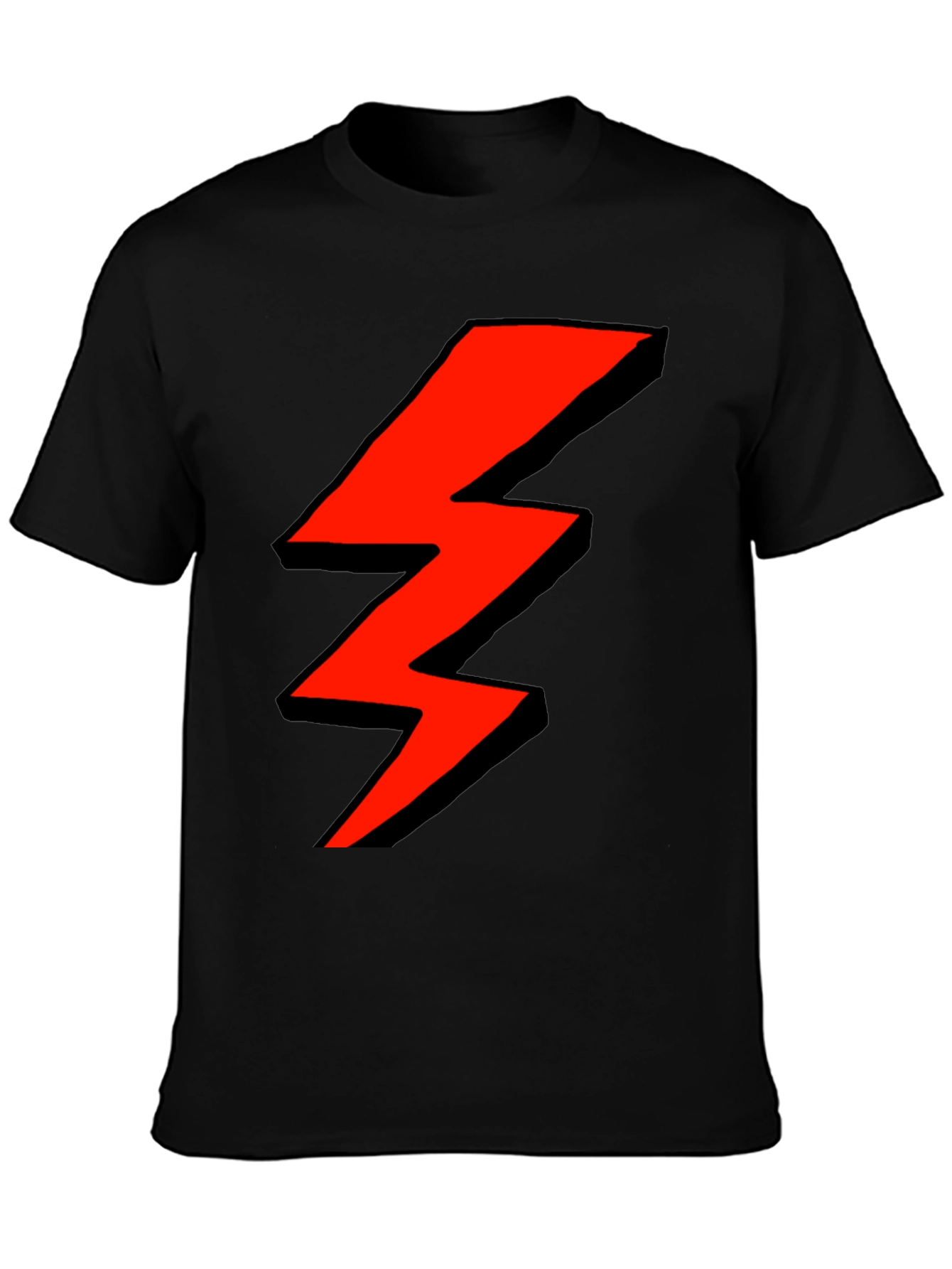 Red Lightning Bolt Graphic Black T-Shirt