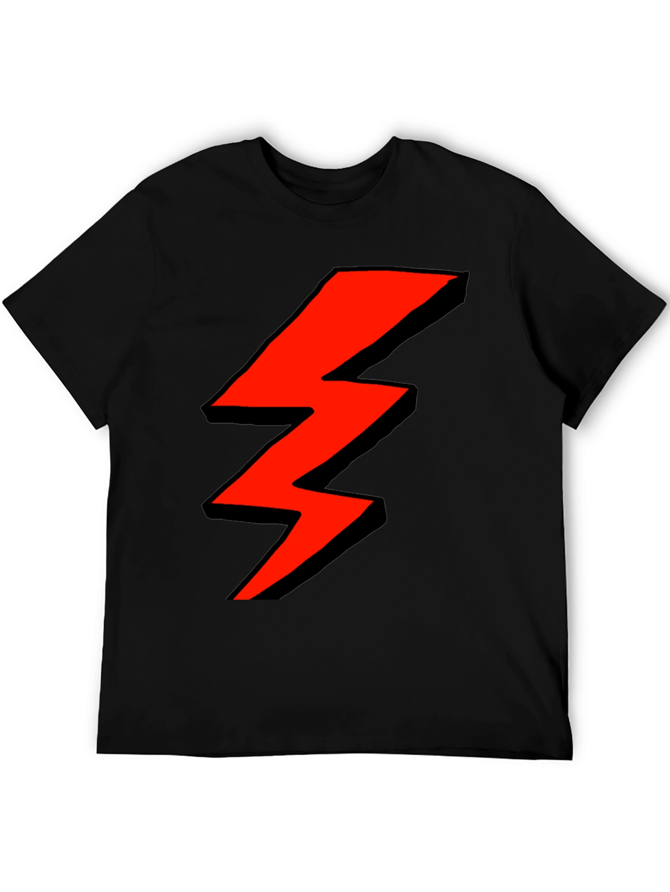 Red Lightning Bolt Graphic Black T-Shirt
