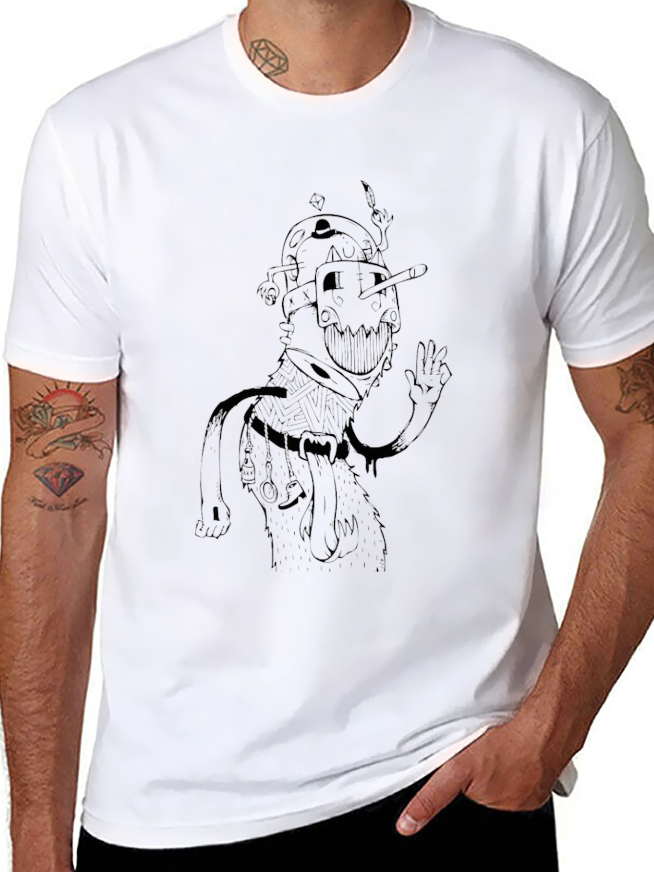 Dark Graphic Tee - Cartoon Character T-Shirt