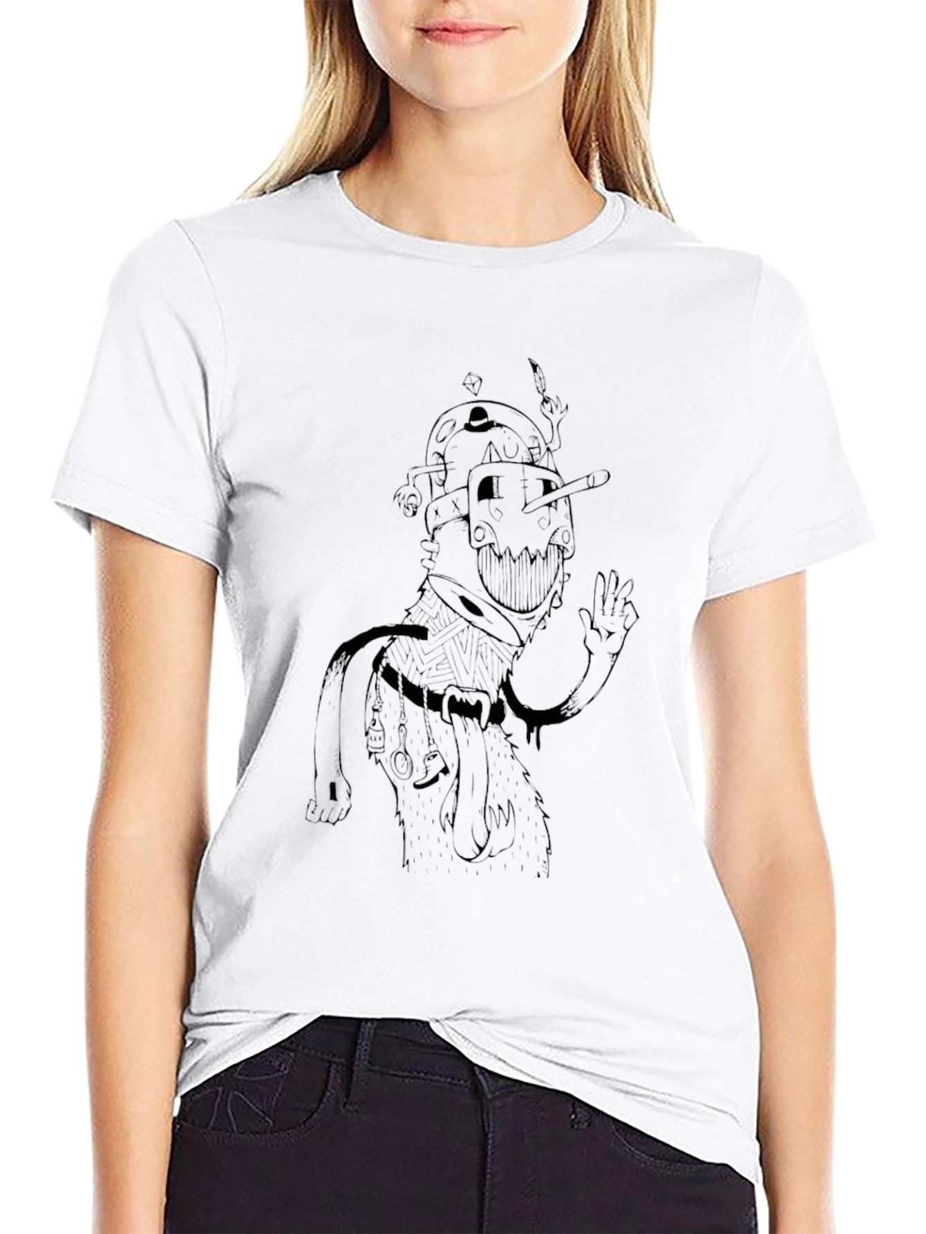 Dark Graphic Tee - Cartoon Character T-Shirt