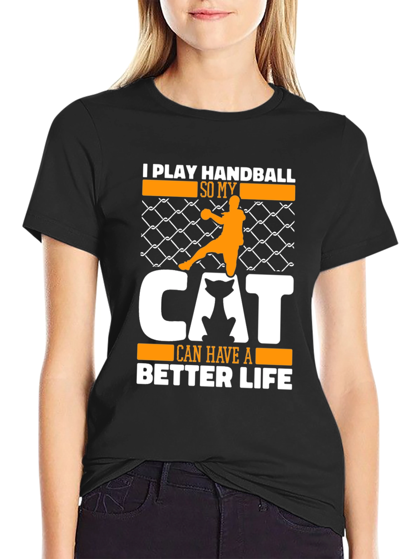 Handball Cat Lover Graphic T-Shirt
