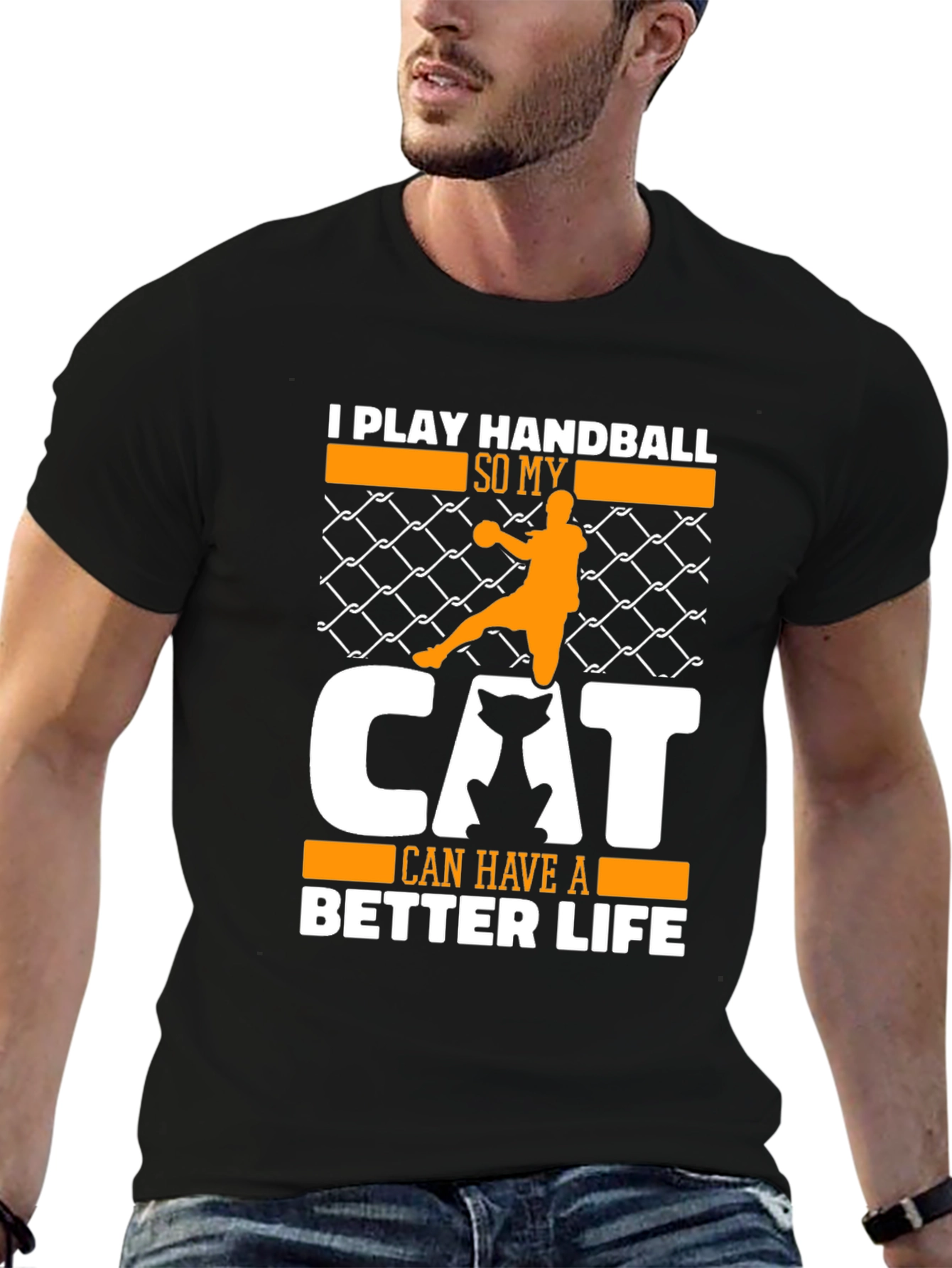 Handball Cat Lover Graphic T-Shirt