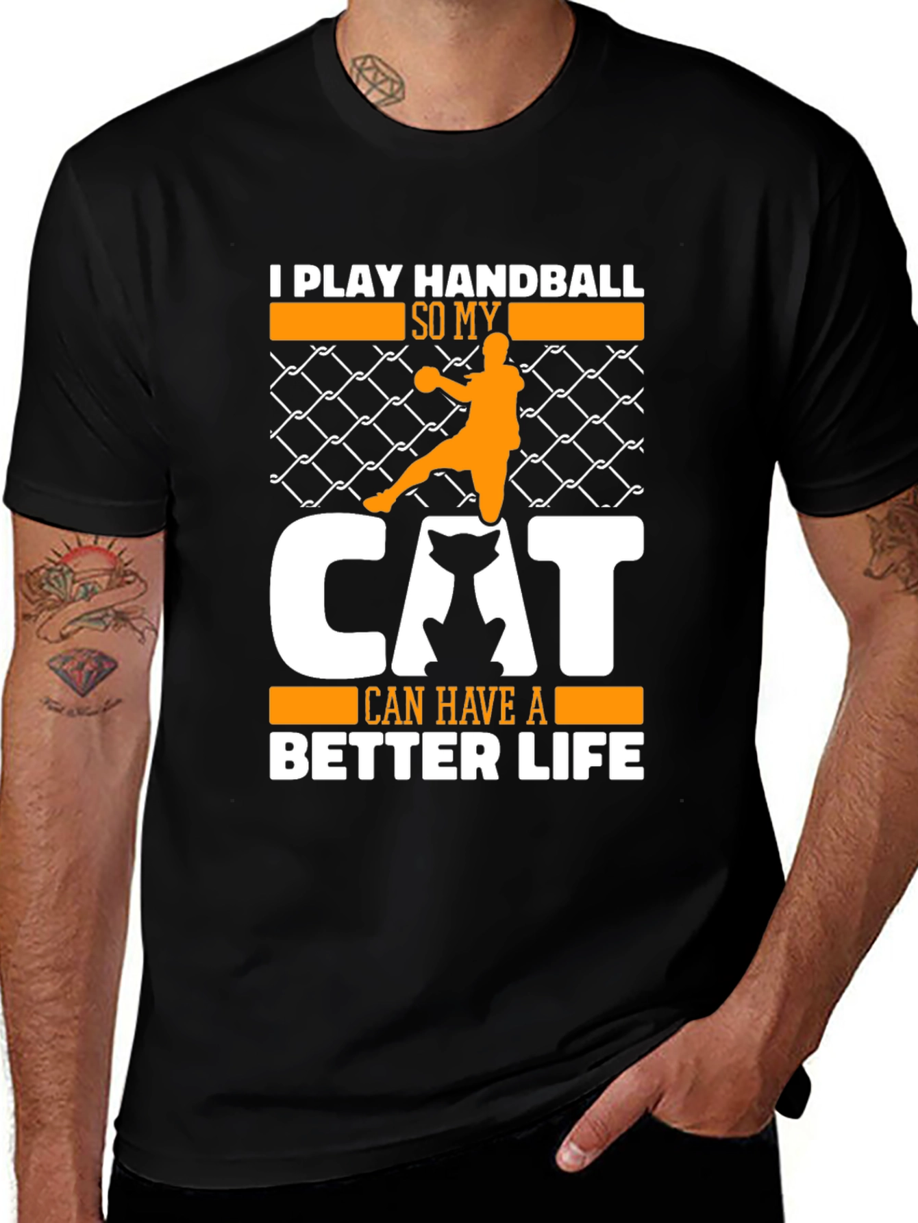 Handball Cat Lover Graphic T-Shirt