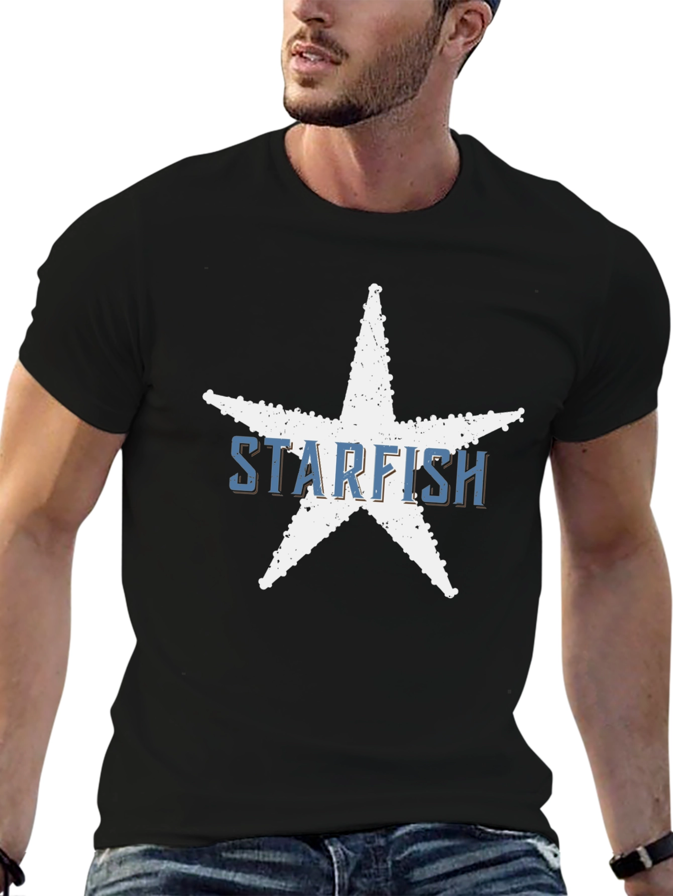 Starfish Graphic Tee - Coastal Style Black T-Shirt