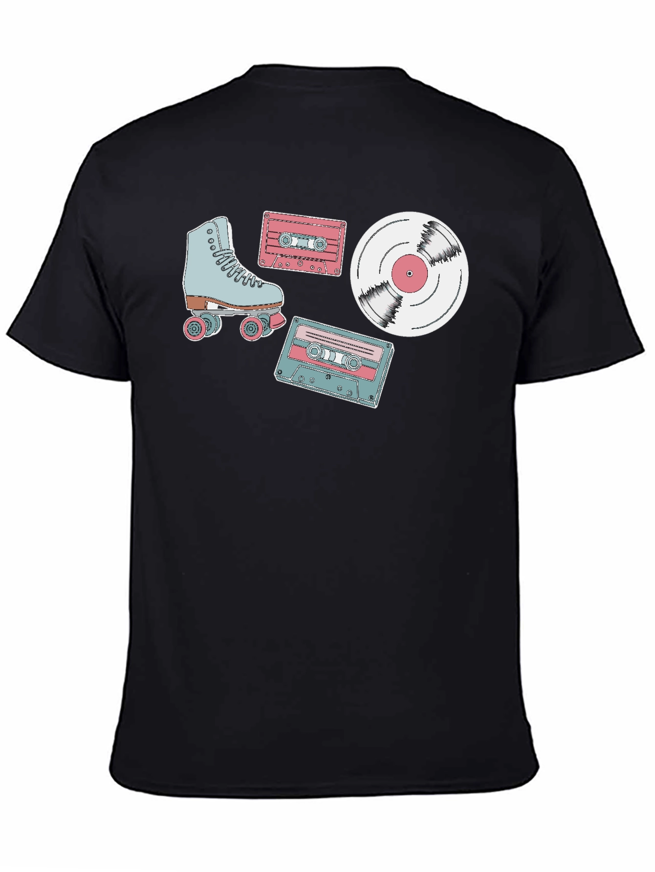 Retro Roller Skate Cassette and Vinyl T-Shirt