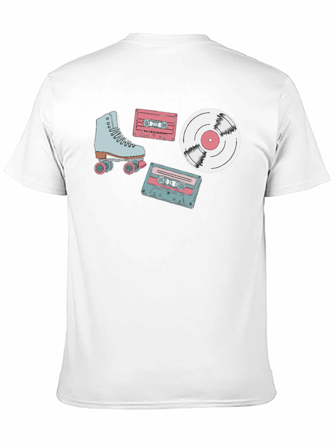 Retro Roller Skate Cassette and Vinyl T-Shirt