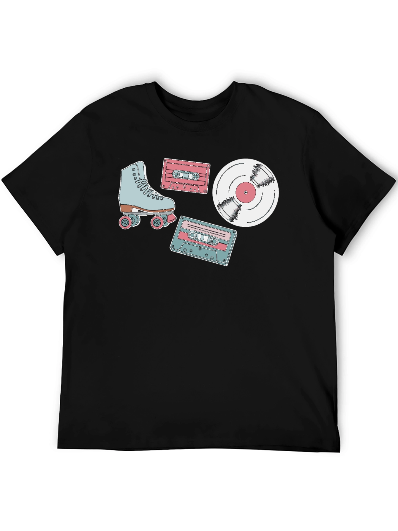 Retro Roller Skate Cassette and Vinyl T-Shirt