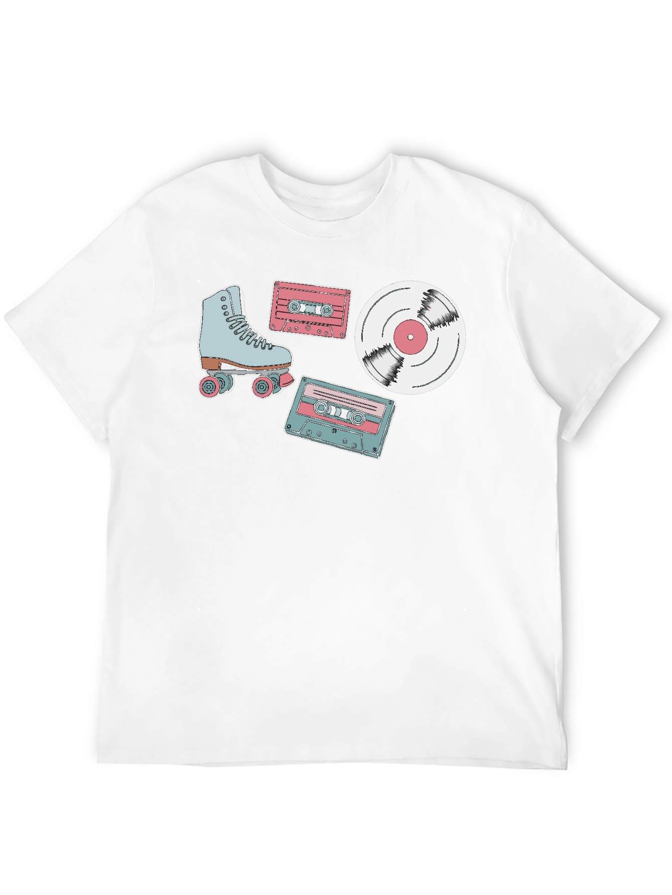 Retro Roller Skate Cassette and Vinyl T-Shirt
