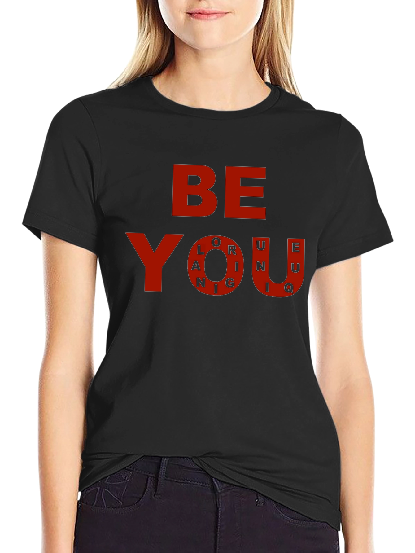 Be You T-Shirt - Black with Red Graphic