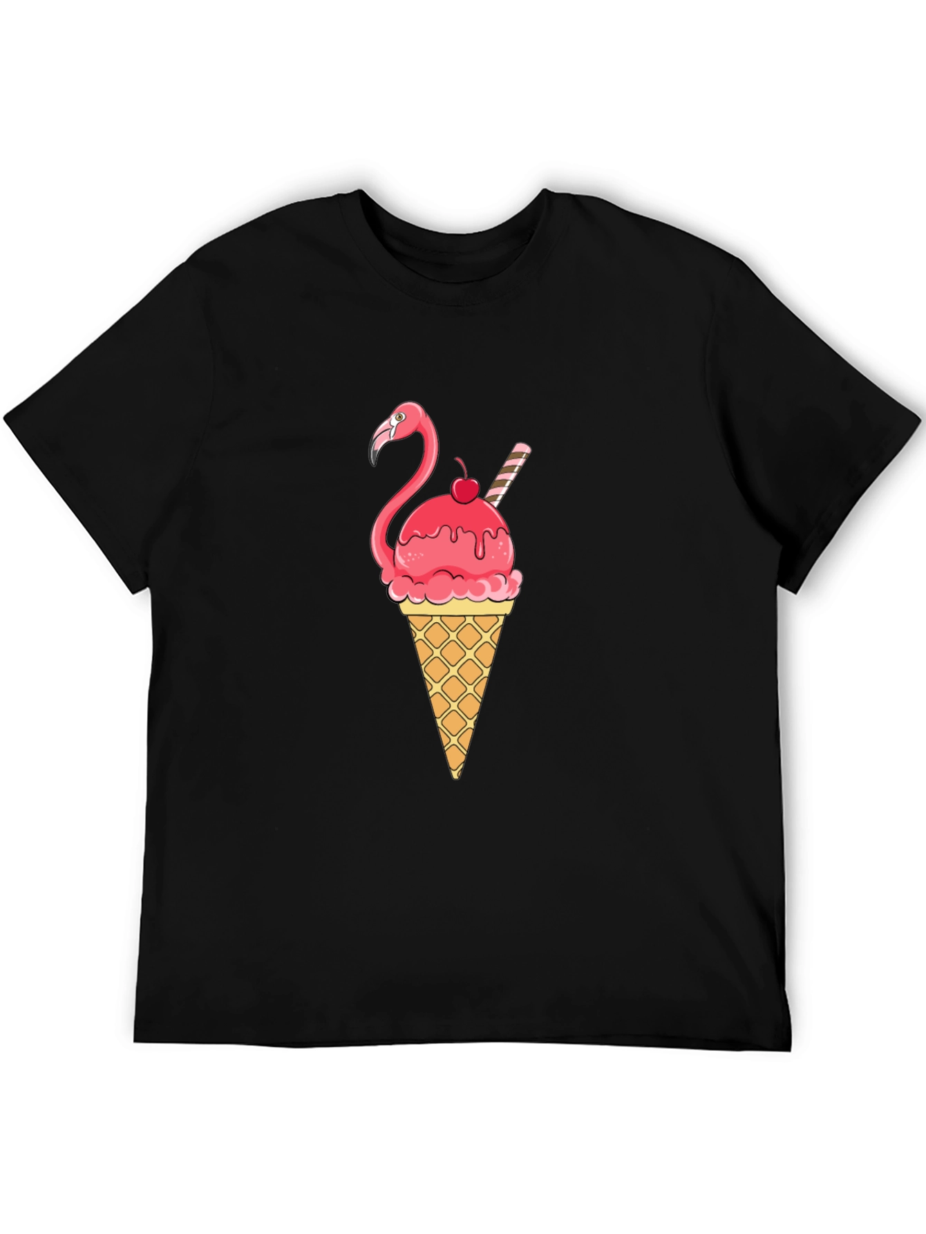 Flamingo Ice Cream Cone Graphic T-Shirt